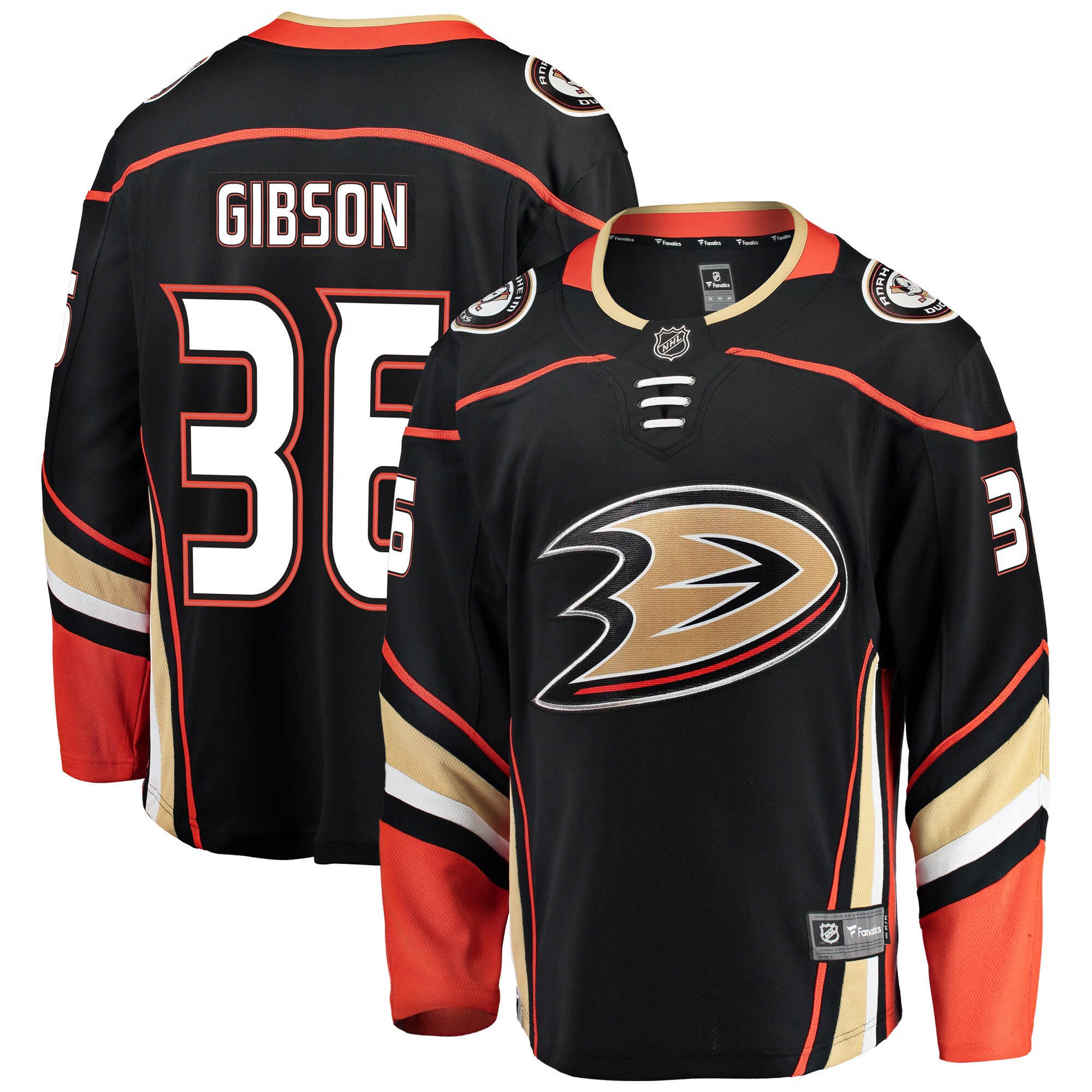 John Gibson Anaheim Ducks Fanatics Breakaway  Jersey – Black