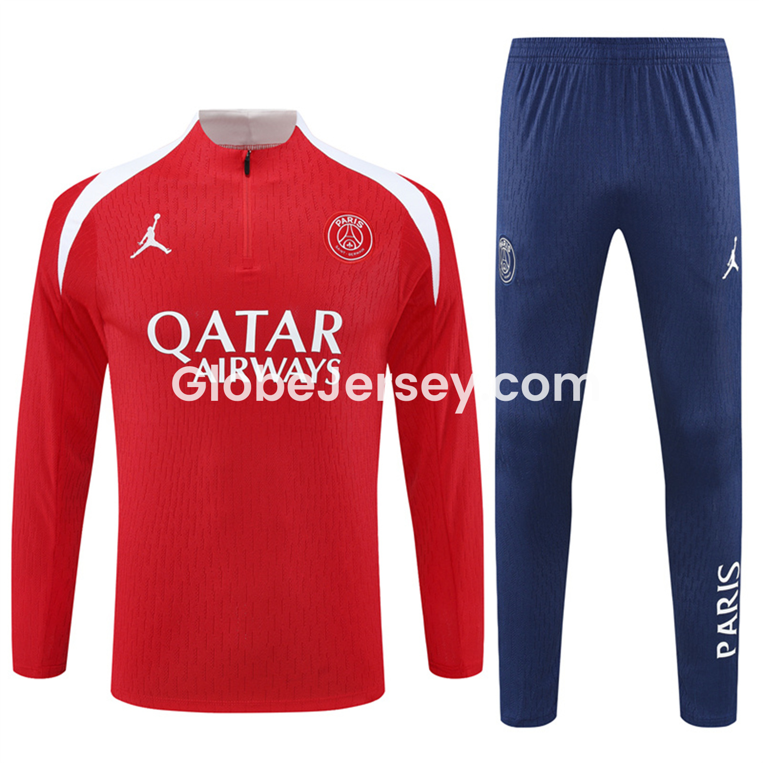 Paris Saint-Germain PSG 25-26 Long Sleeves Training Set - Red Top & Royal Blue Pants