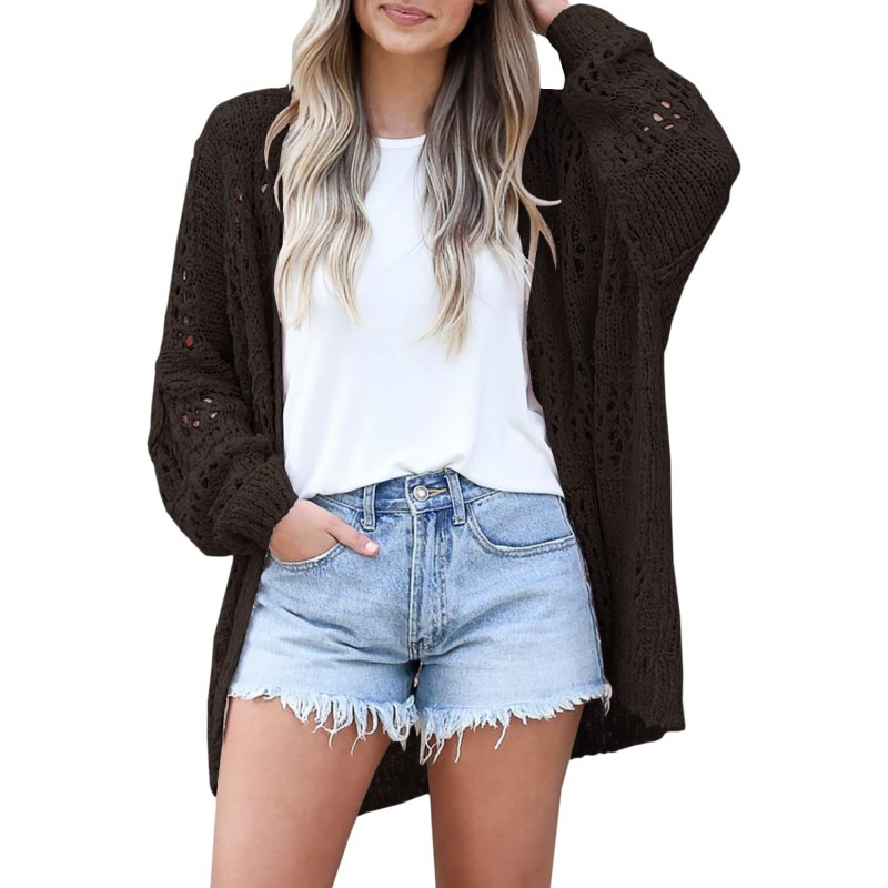 Women's Crochet Cardigan Sweater Kimonos Boho Solid