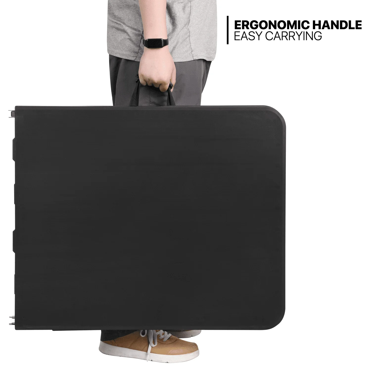 Magshion 6Ft Plastic Folding Card Table Set of 5, Indoor Outdoor Portable Rectangle Desk with Carry Handle and Lock for Camping Picnic, Black