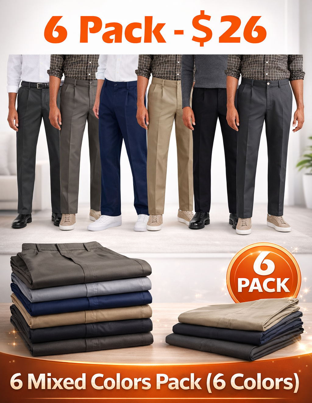 Signature Iron Free Khakis, Pleated, Classic Fit with Stain Defender