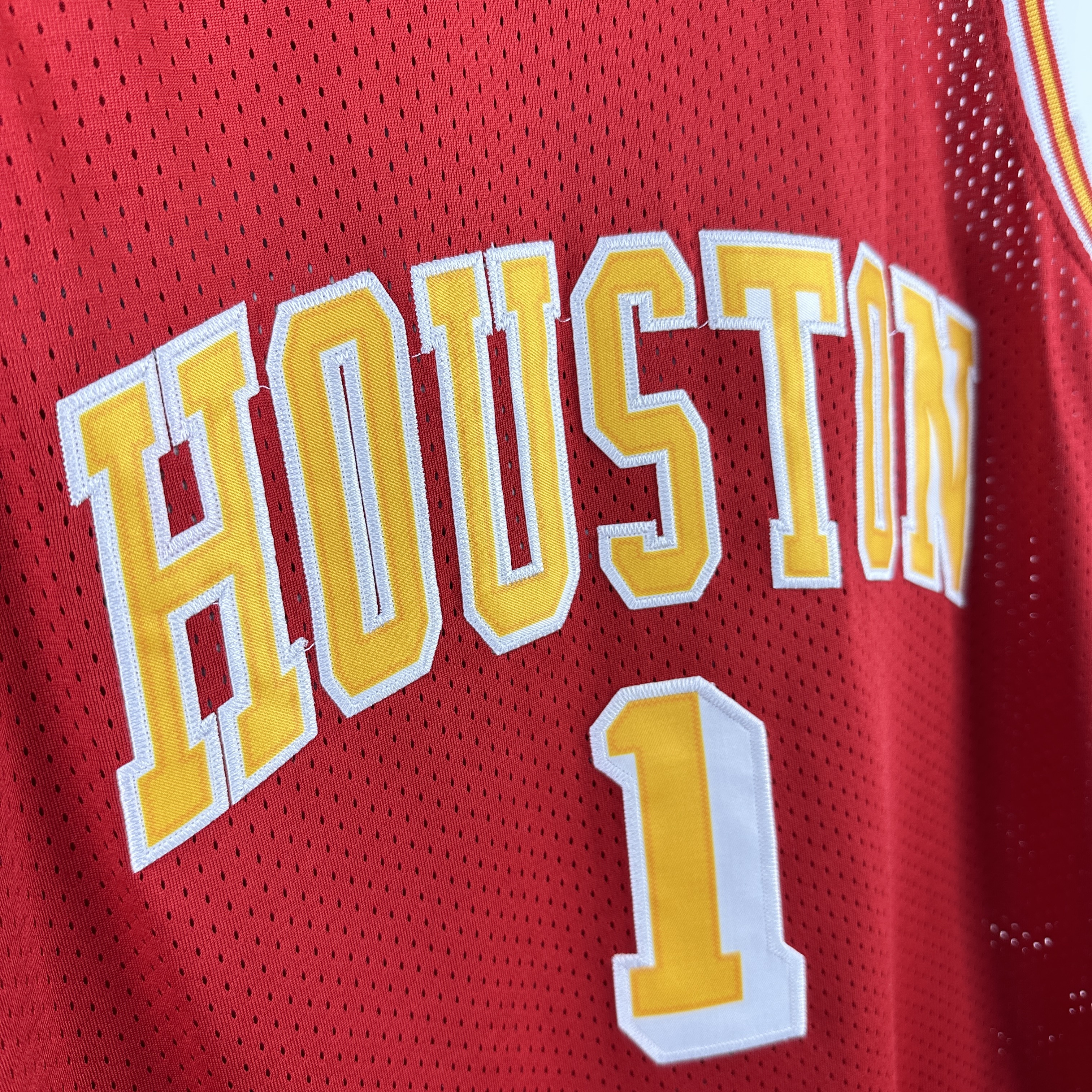 Embroidered MN Retro Jersey Rockets 04/05 Season Red No. 1 Tracy McGrady