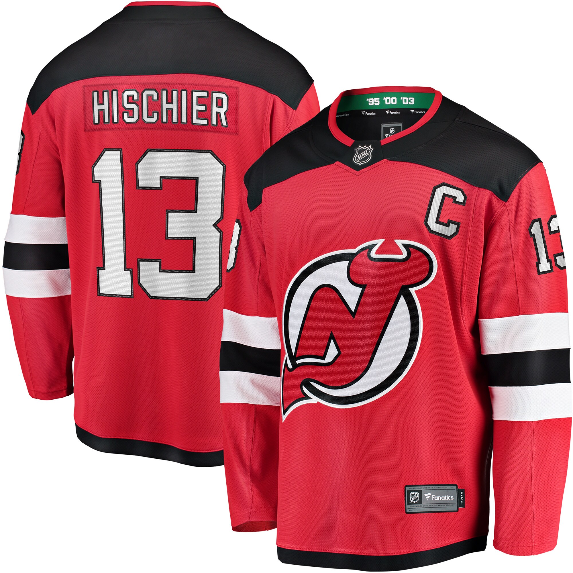Nico Hischier New Jersey Devils Fanatics Captain Patch Home Breakaway Jersey – Red
