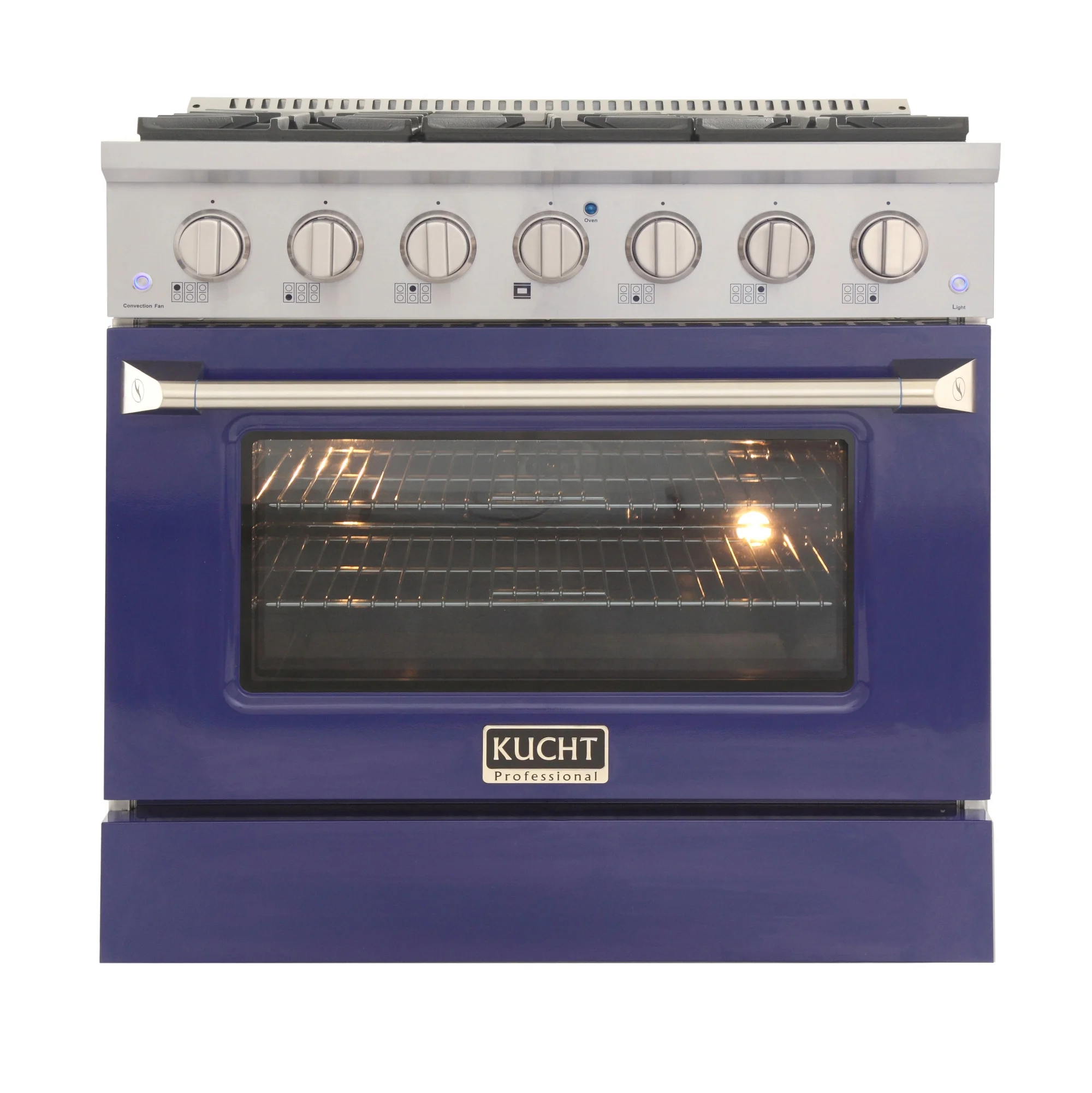 36 in. 5.2 cu. ft Dual Fuel Range for Natural Gas Sealed Burners in Blue.