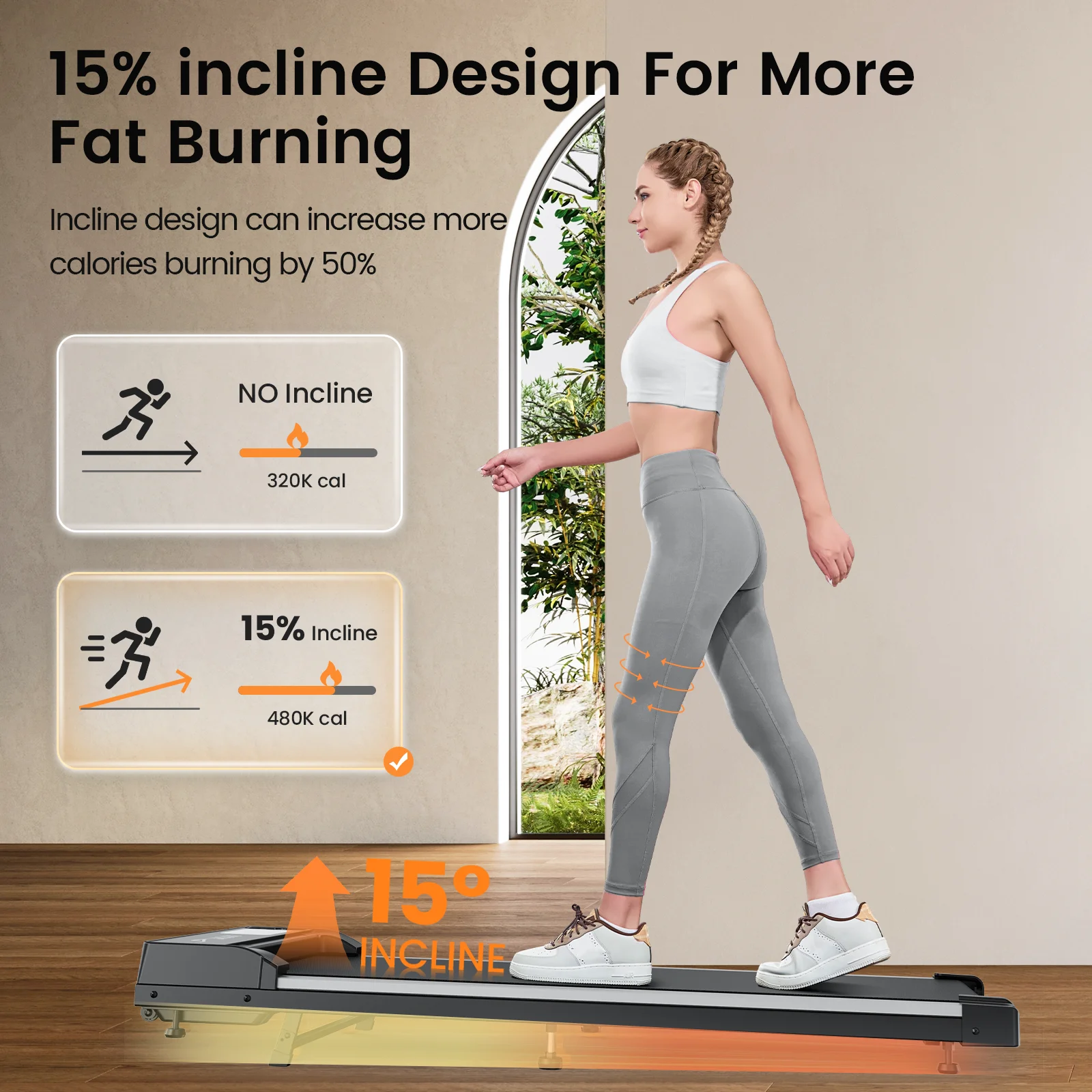 Walking Pad with Incline,Patbrela 2.5 HP Under Desk Treadmill Small with LED Display &Remote Control,4 in 1 Incline Walking Pad 300 Lbs Portable Treadmill for Home Office