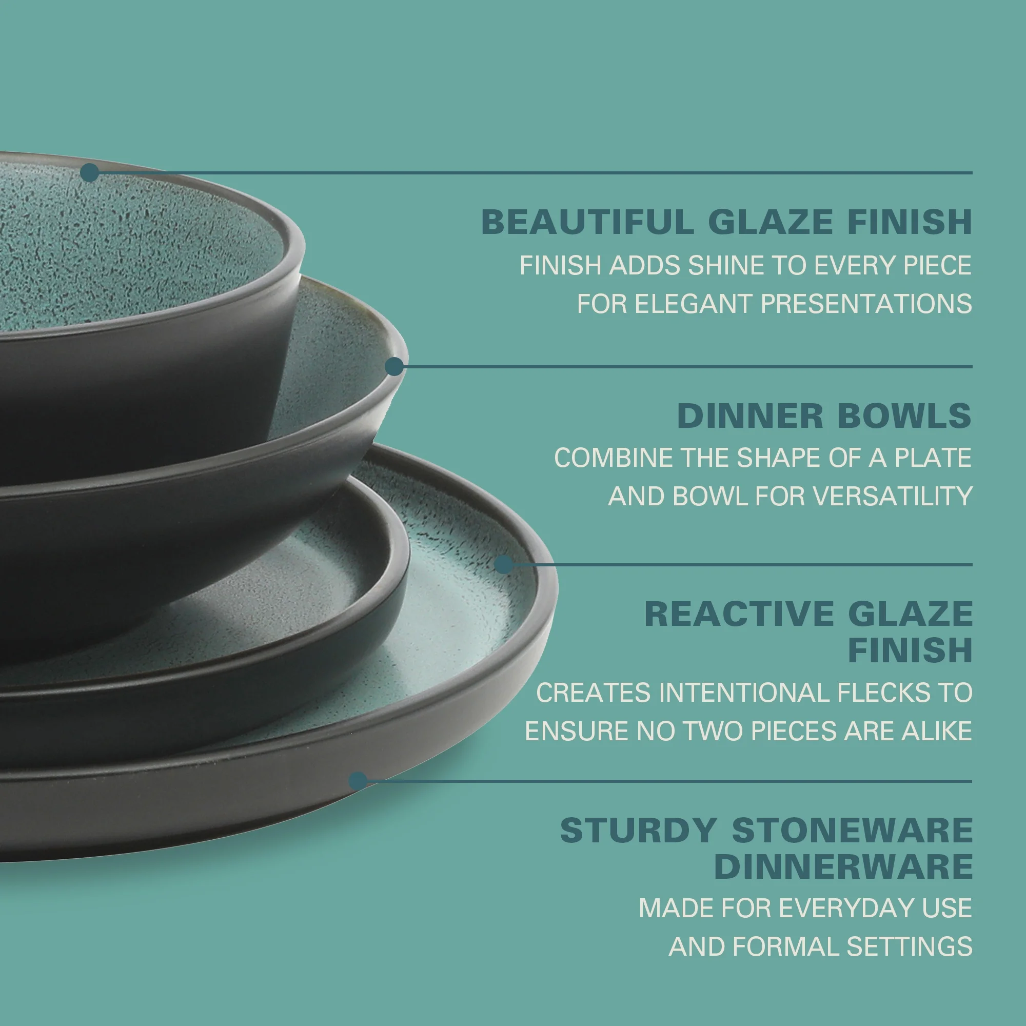 Gibson Elite Tribeca Loft 16-Piece Dinnerware Set - Service for 4 - Matte Blue