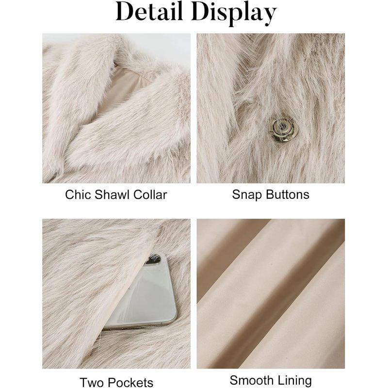 Women's Long Faux Fur Coat Long Sleeve Lapel