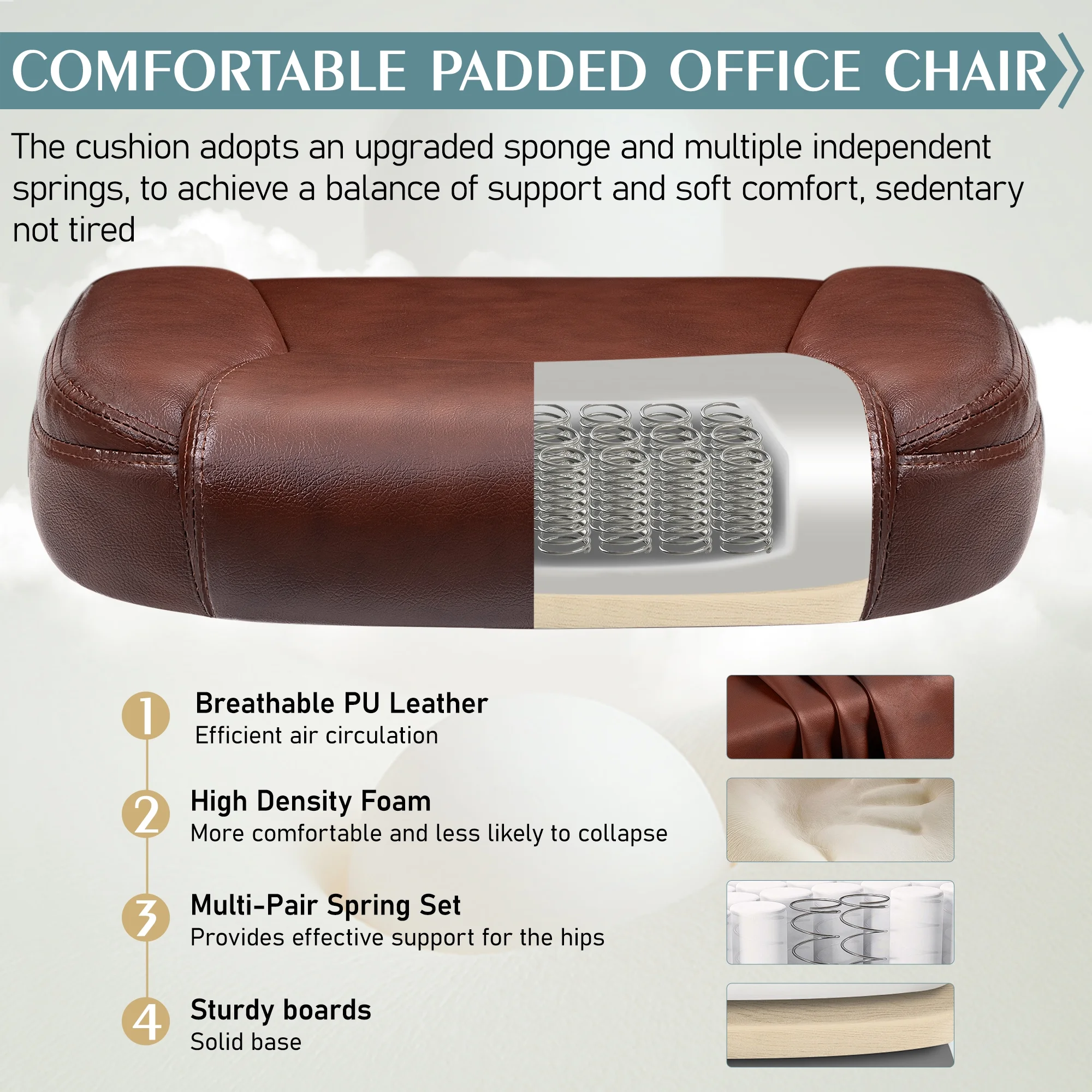 COOLHUT Leather Office Chair, Big and Tall Office Chair 400LBS Wide Seat Ergonomic Computer Desk Chair High Back Executive Leather Chair Adjustable Task Chair Lumbar Back with 8-Year Warranty, Black