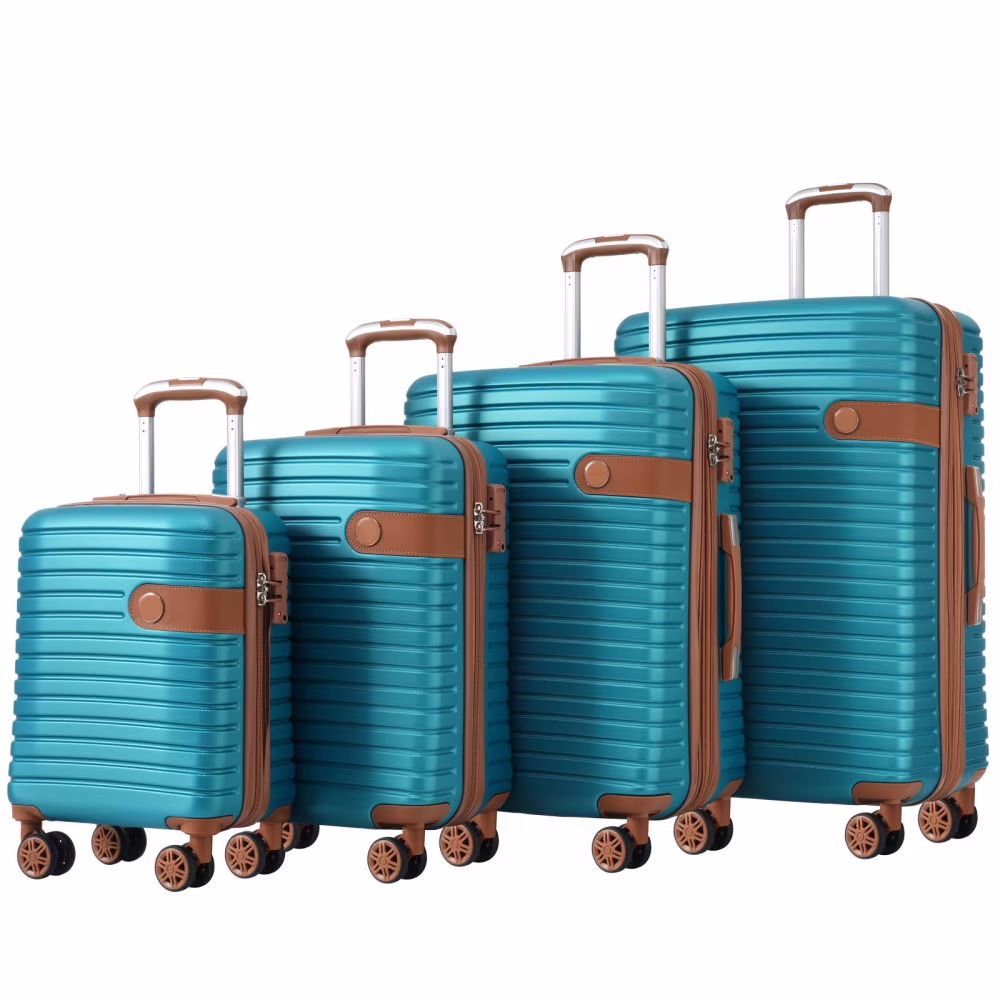 Kojooin 4 Piece Hardshell Expandable Suitcase Set with TSA Lock and Spinner Wheels, Chocolate