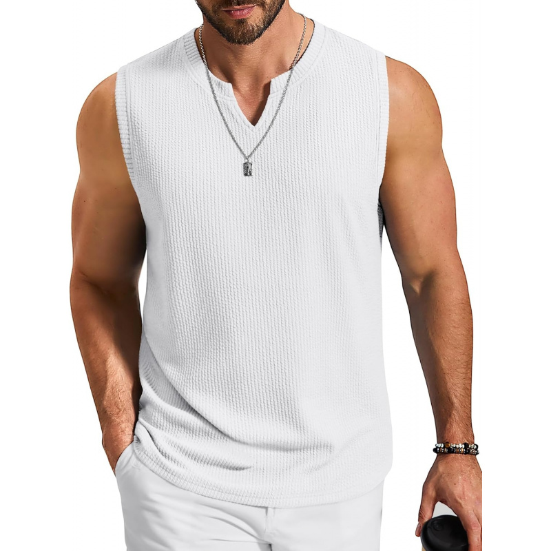 Men's Casual Tank Top V Neck Knit Jacquard