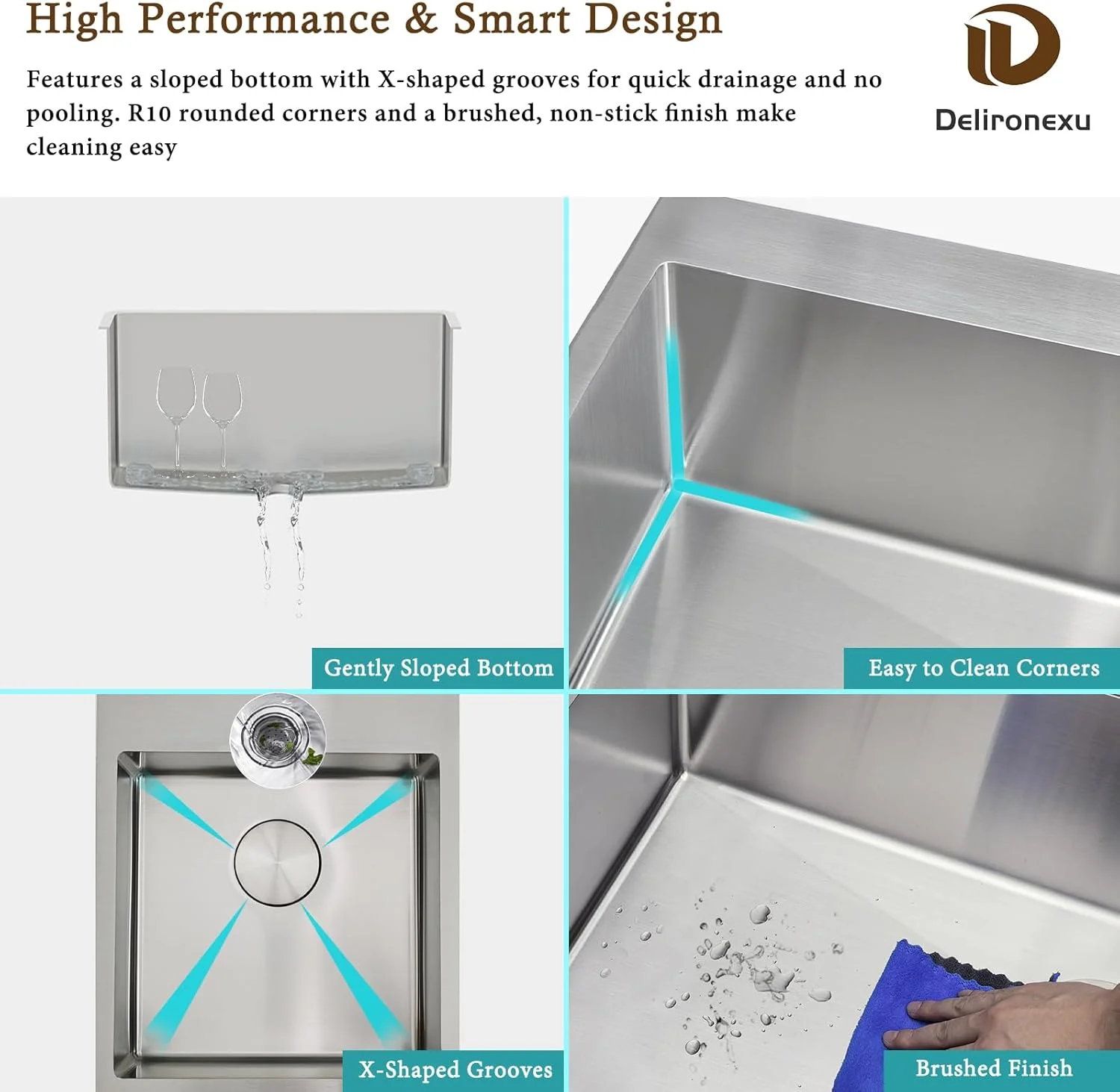17 Inch Bar Sink Drop In �C  Small Kitchen Sink, Modern 18 Gauge Stainless Steel sink with Brushed Finish, 17