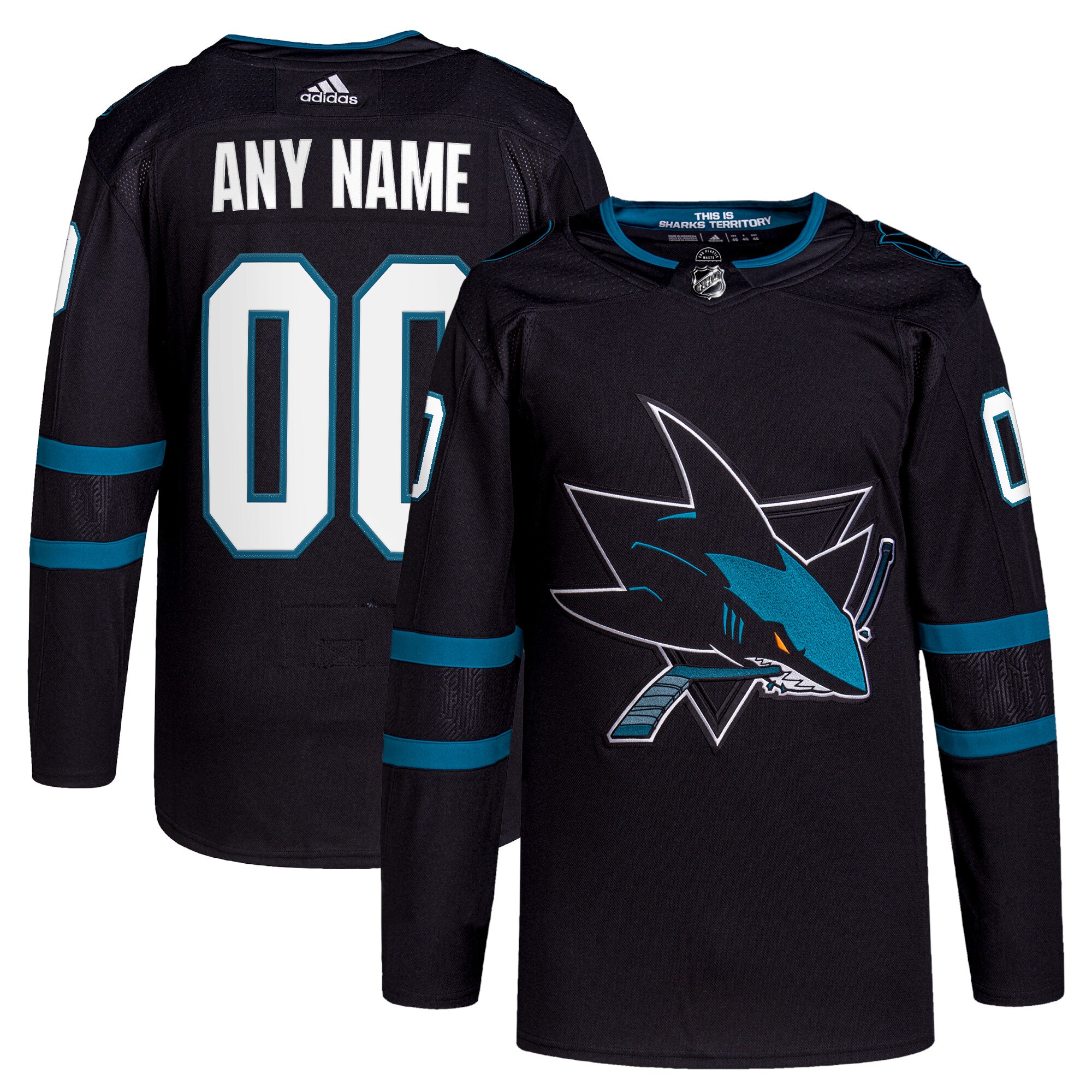 San Jose Sharks   Alternate  Primegreen  Custom Jersey – Black