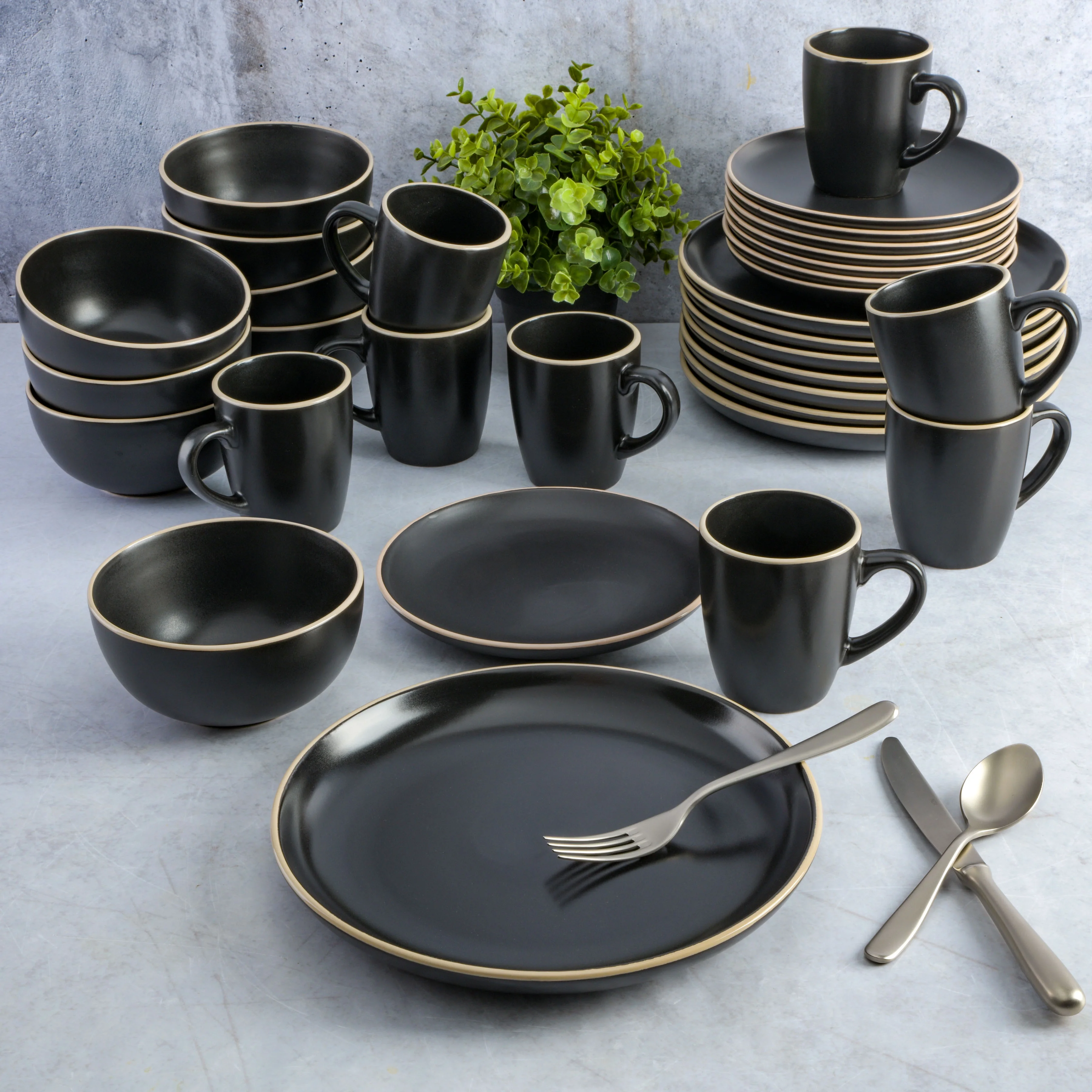 Gibson Home Rockaway 32 Piece Dinnerware Set - Gray
