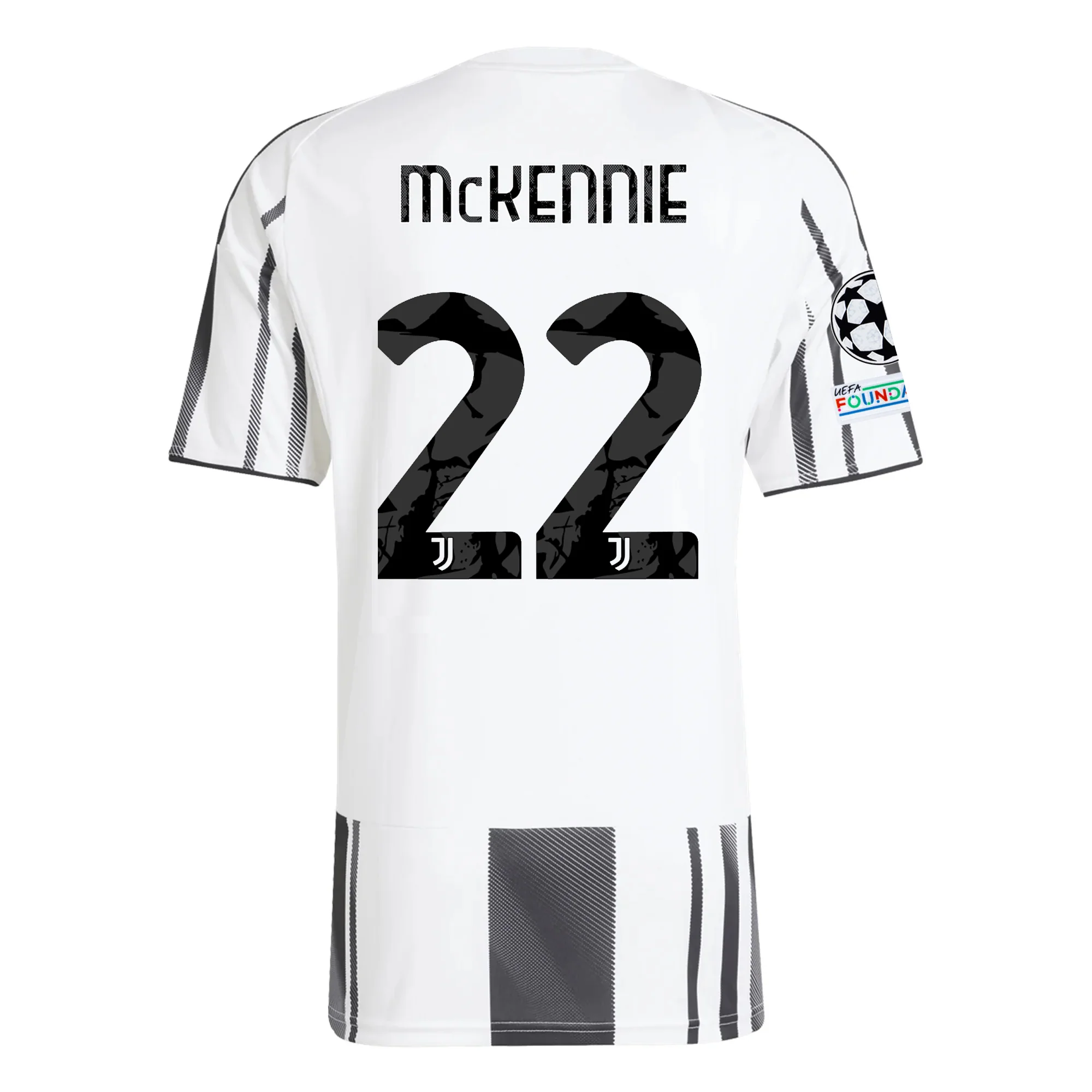 adidas Juventus Weston McKennie Home Jersey w/ Champions League Patches 25/26 (White/Black/Pink)