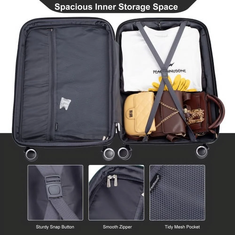 3 Piece Luggage Set Expandable Suitcases Set with Spinner Wheels & TSA Locks, Black