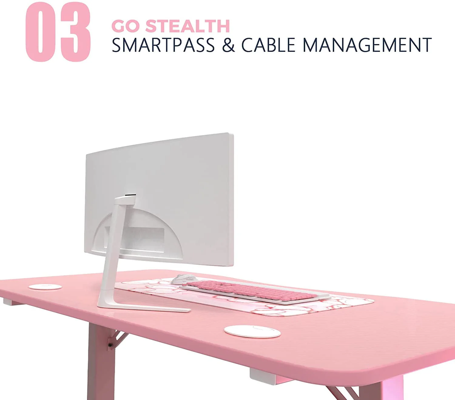 Vitesse Pink Gaming Desk 40 Inch Computer Desk Cute Gaming Table T-Shaped Girl Gamer Desk Gaming Workstation Home Office Desk with Carbon Fiber Surface and Headphone Hook (Pink)