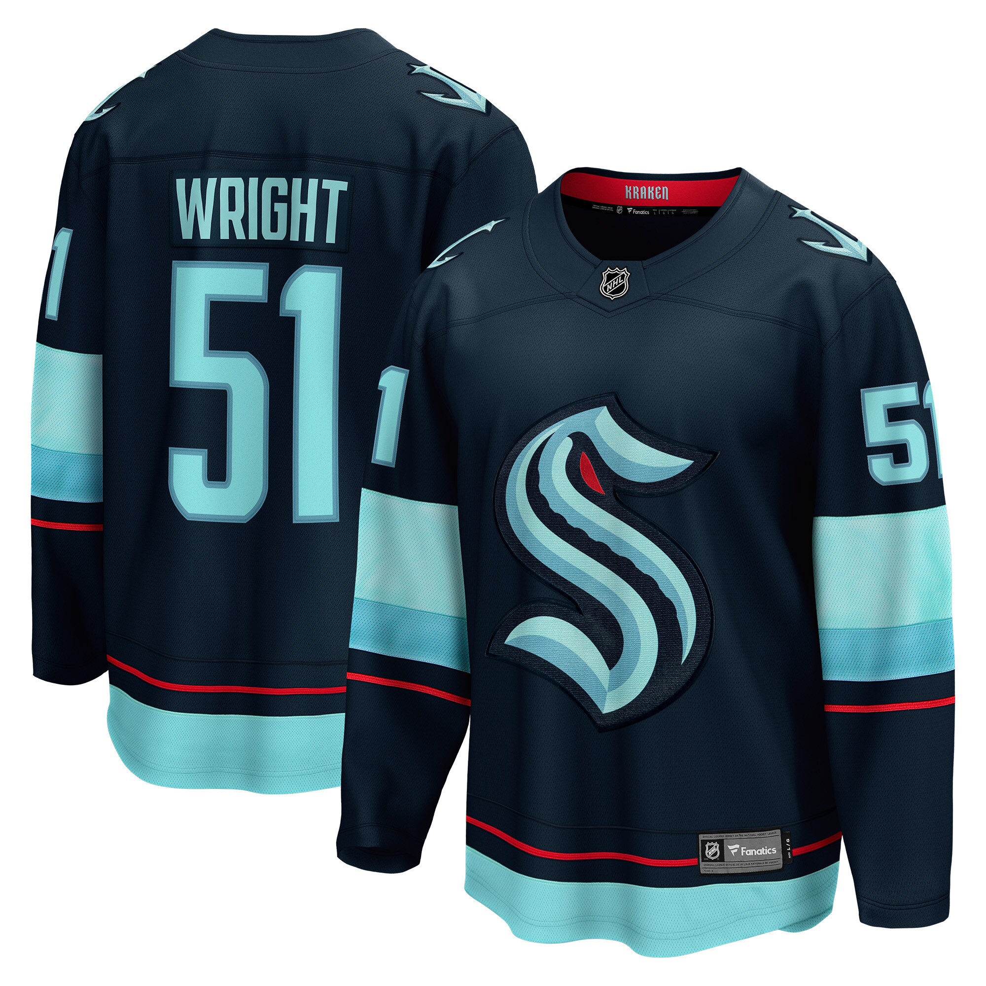Shane Wright Seattle Kraken Fanatics Men’s Home Breakaway   Jersey – Deep Sea Blue