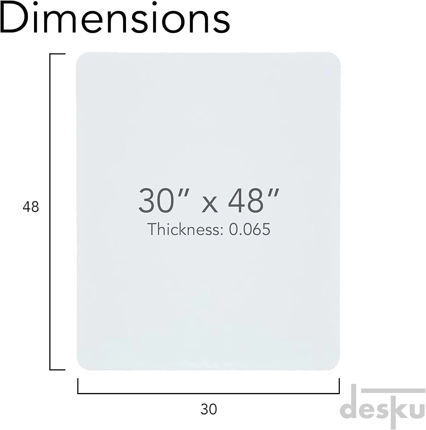 DESKU Office Desk Chair Mat – PVC Mat for Hard Floor Protection, Clear, 30 Inches x 48 Inches, Made in The USA, Home Office Supplies