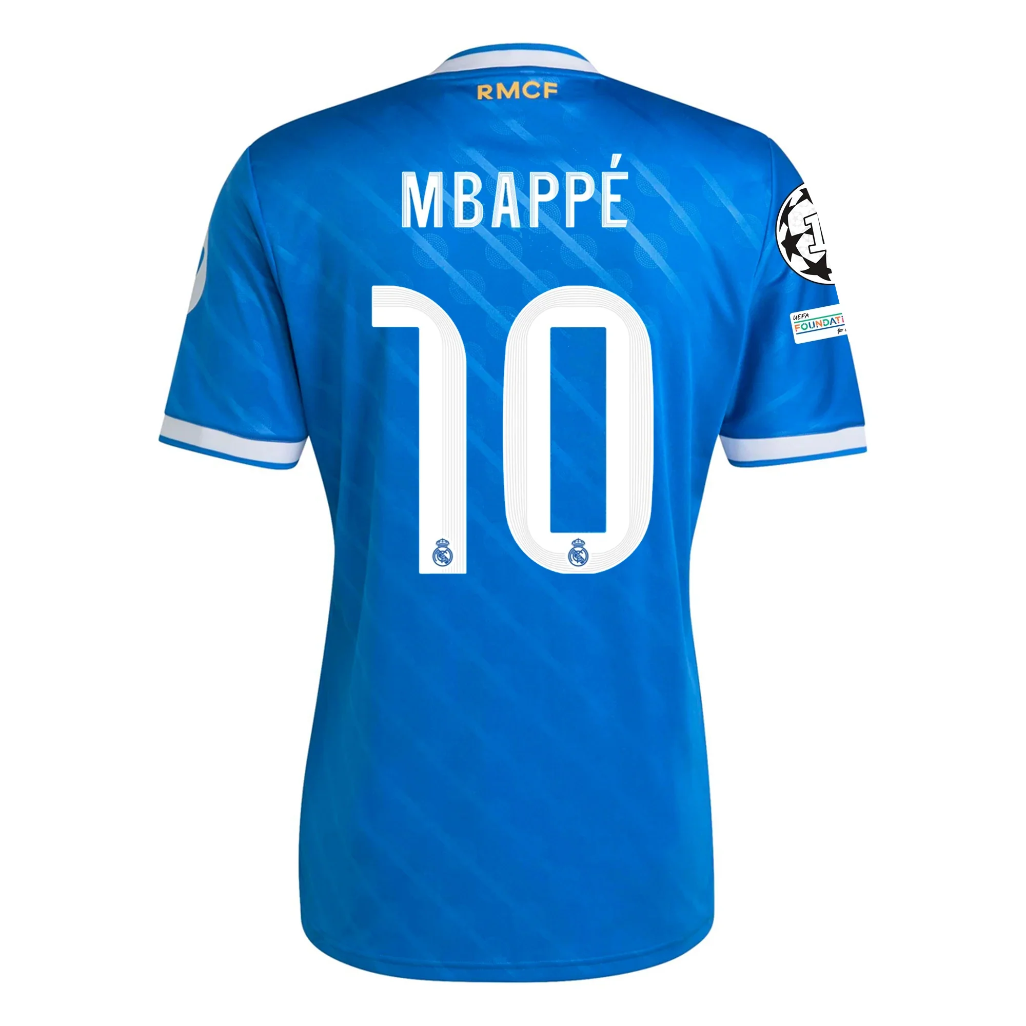 adidas Kylian Mbappe Men's Real Madrid Third Jersey 25/26 w/ Champions League Patches (Blue/White)
