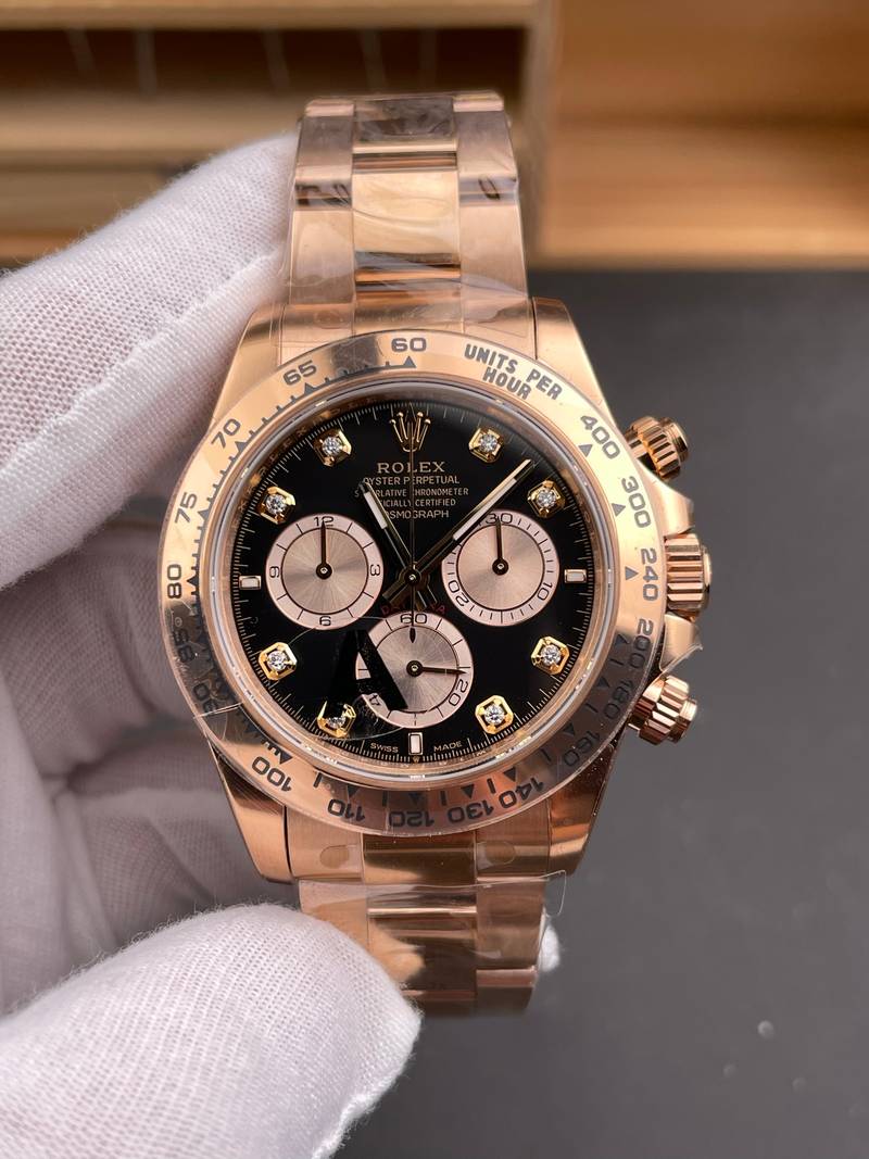 Rolex Daytona Black Gold Rose Gold Diamond V3