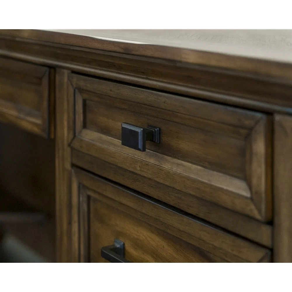Martin Furniture Wood L-Desk Office Corner Desk Writing Table & Return in Brown