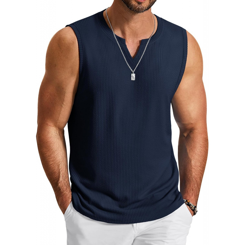 Men's Casual Tank Top V Neck Knit Jacquard