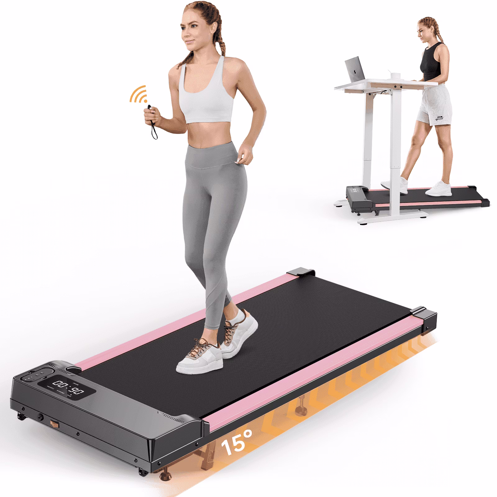 Walking Pad with Incline,Patbrela 2.5 HP Under Desk Treadmill Small with LED Display &Remote Control,4 in 1 Incline Walking Pad 300 Lbs Portable Treadmill for Home Office