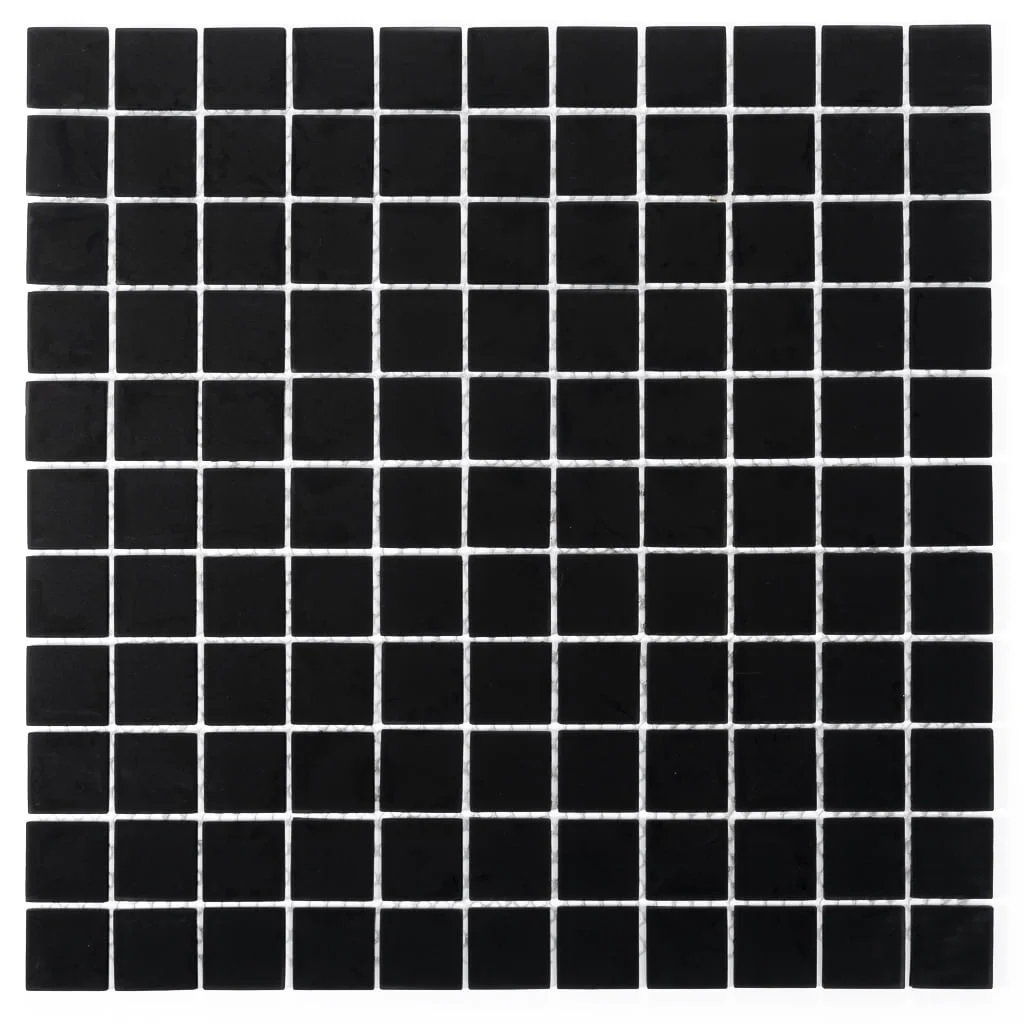 10 pack Black 11.8 in. x 11.8 in. 1x1 Matte Finished Glass Mosaic Floor and Wall Tile (9.67 sq. ft./Case)