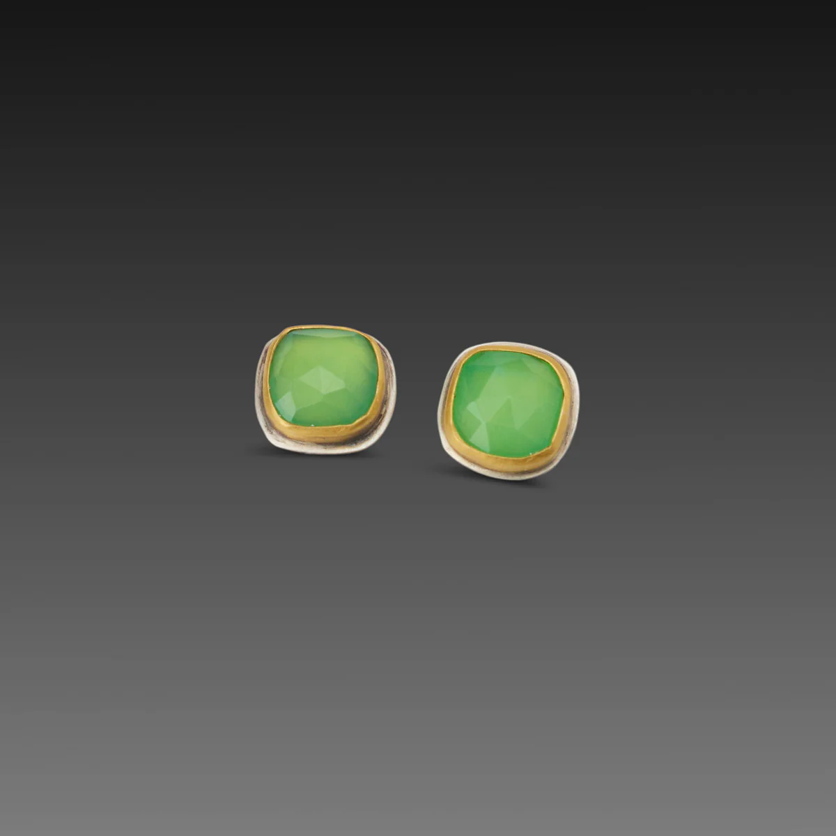 Square Chrysoprase Stud Earrings