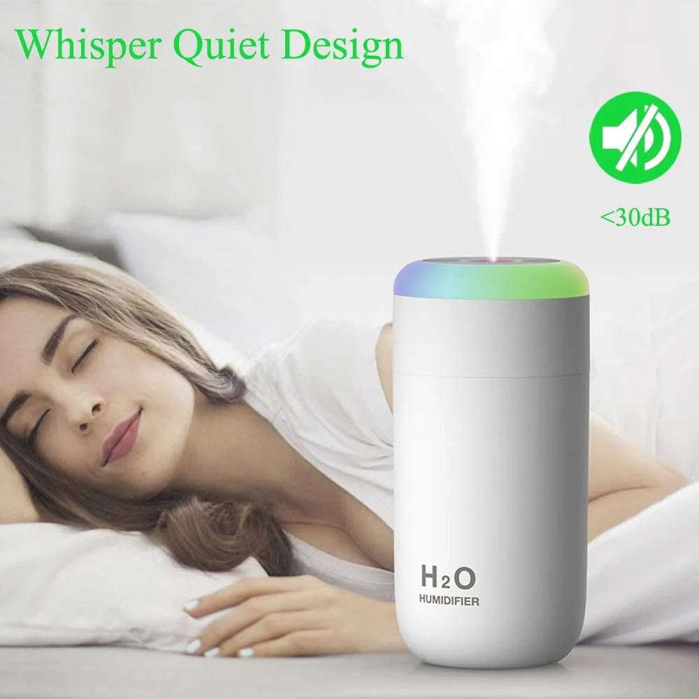 Small Humidifier, USB 350ml Mini Humidifier for Plants, Small Plant Humidifier with Night Light, USB Desk Humidifier for Baby, Plant Humidifier indoor, Small Humidifier (Cyan)