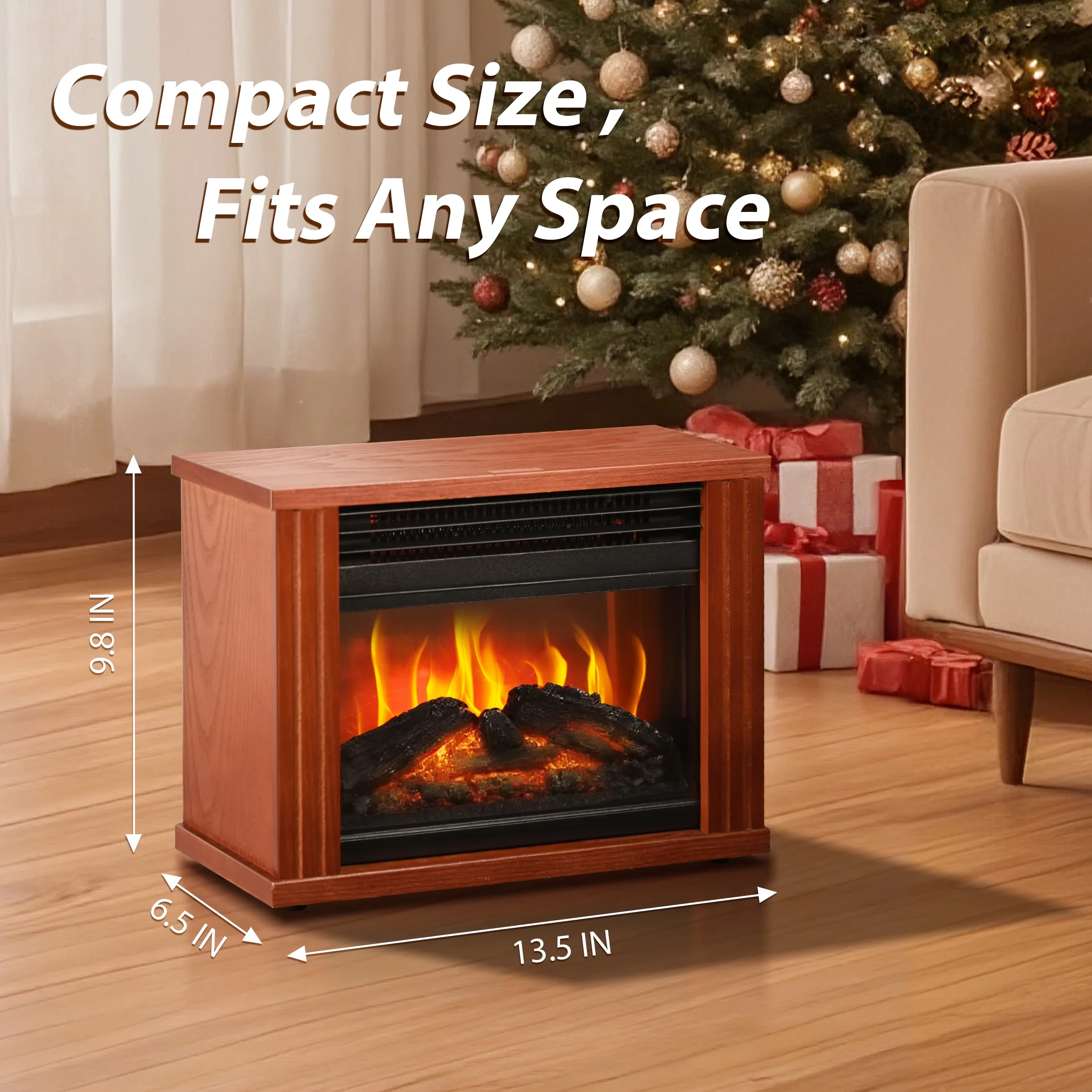 PRO CHOICE Electric Fireplace Freestanding Heater W/3D Flame Stove, Small Space Heater for Desktop Use