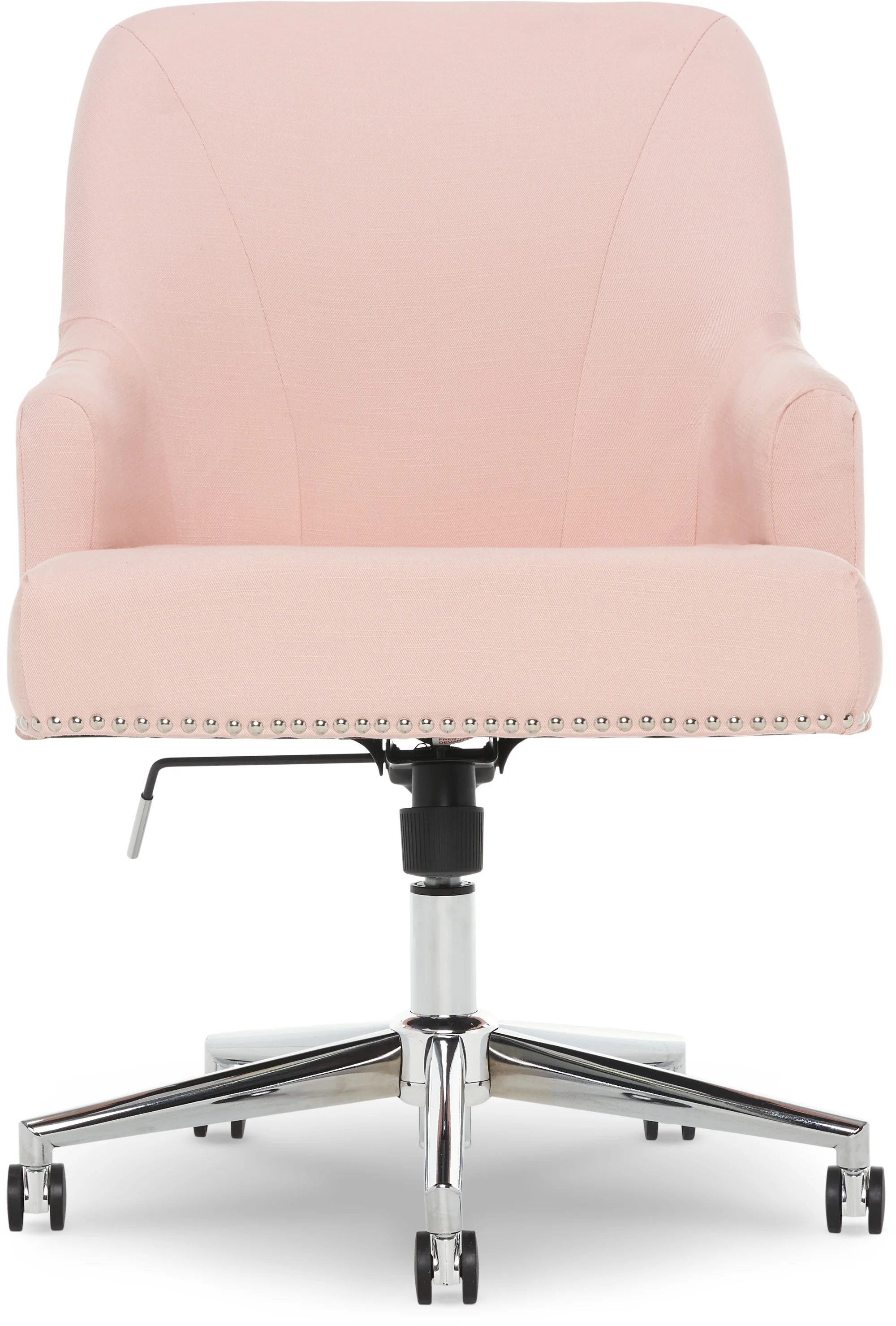 Serta Leighton Home Office Desk Chair Chrome Nailheads Twill Fabric Lilac Purple