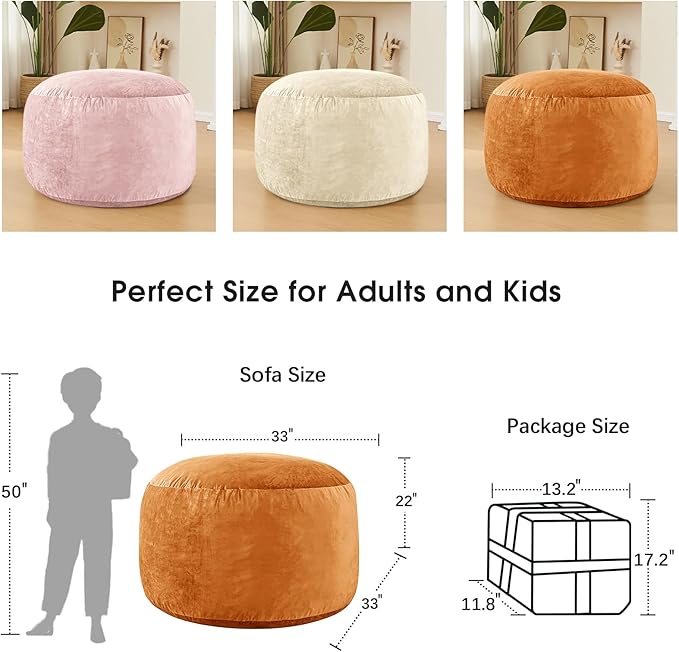 BUBBLEBEAN Bean Bag Chairs for Adults - Memory Foam Furniture BeanBag Chair