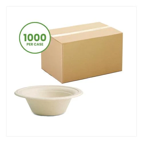 Vegware Nourish Molded Fiber Tableware, Compostable, Bowl, Sugarcane, 12 oz, White, 1,000/Carton