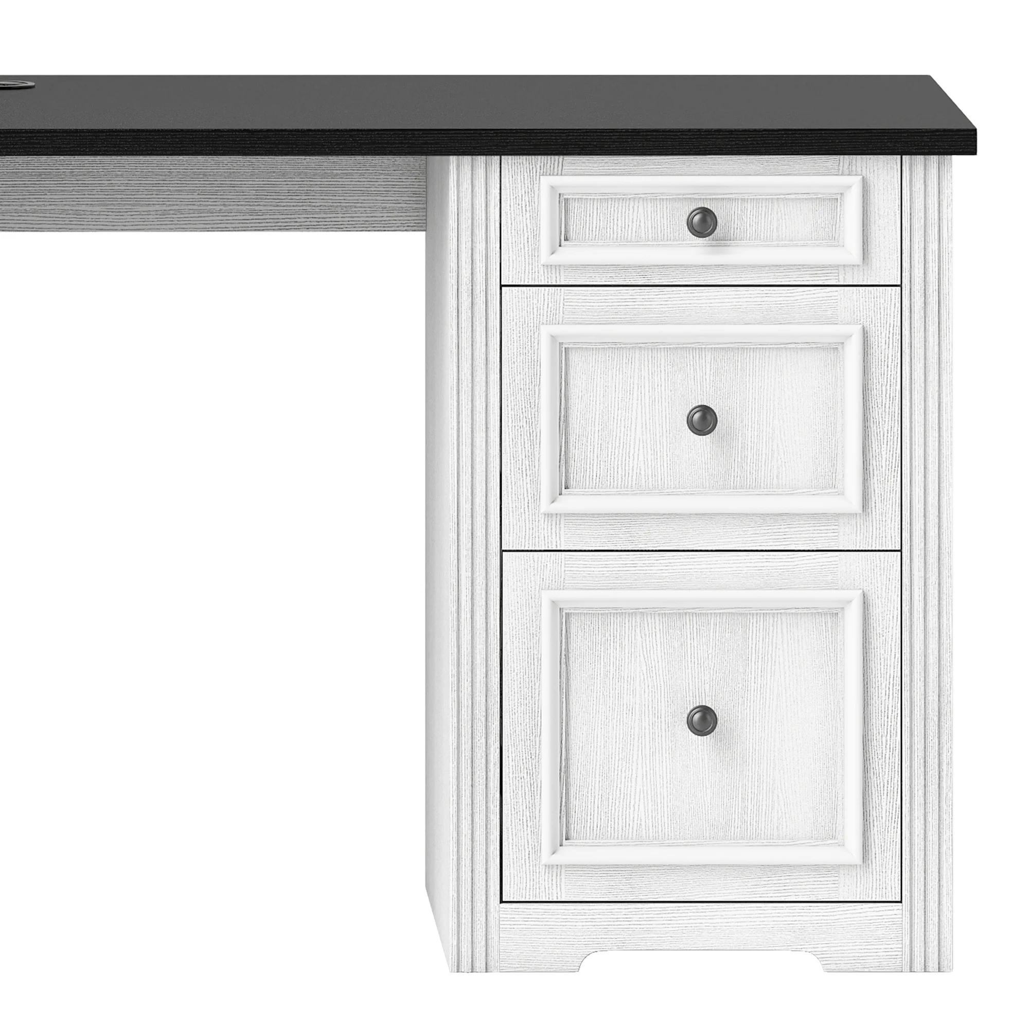 Craftian Executive Desk with Hutch, L Shape Computer Desk, Wood Office Desk with Storage Cabinet, White