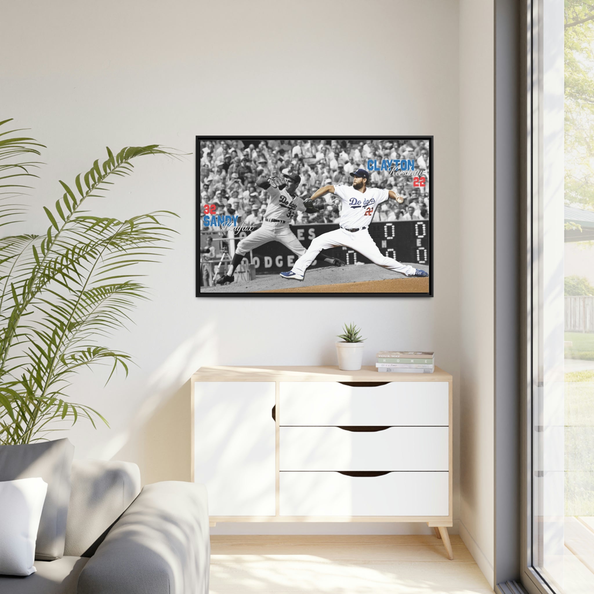 Sandy Koufax and Clayton Kershaw Los Angeles Dodgers All-Time Greats Premium Wall Art Framed Canvas