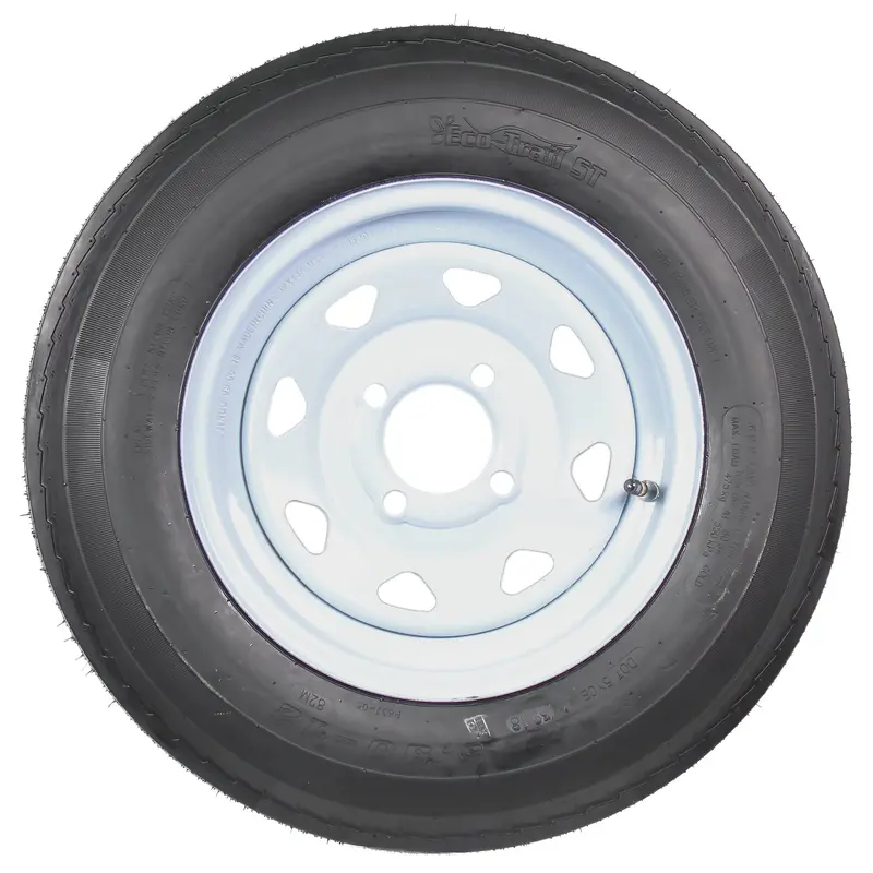 2-Pack Trailer Tires On White Wheel Rims 530-12 5.30-12 5.30 x 12 Load C 4 Lug