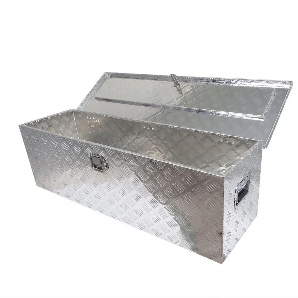 LABLT 49 inch Aluminum Diamond Plate Tool Box Pick Up Truck Bed Storage Chest Box RV Trailer Organizer Lock W/Key Silver