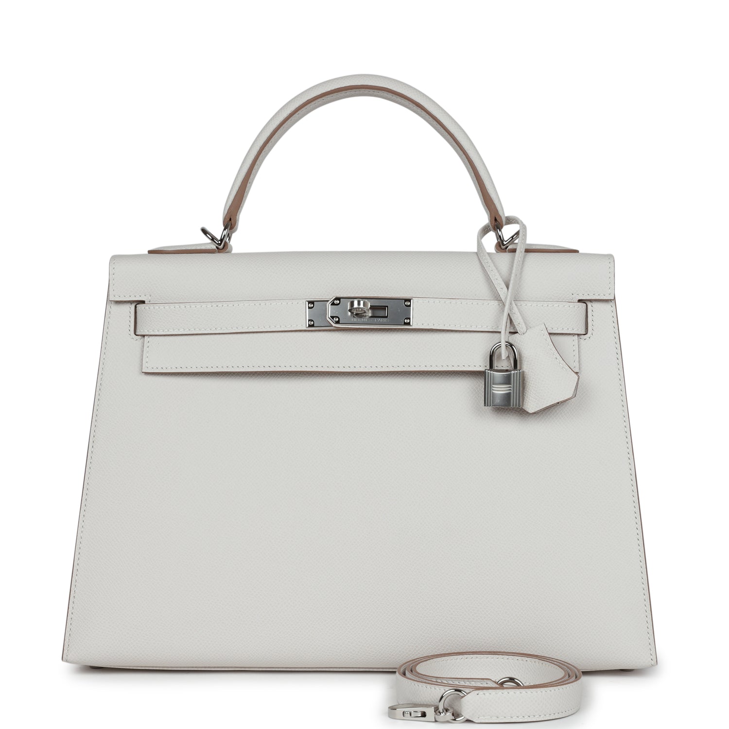 Kelly Sellier 32 Gris Pale Epsom Palladium Hardware