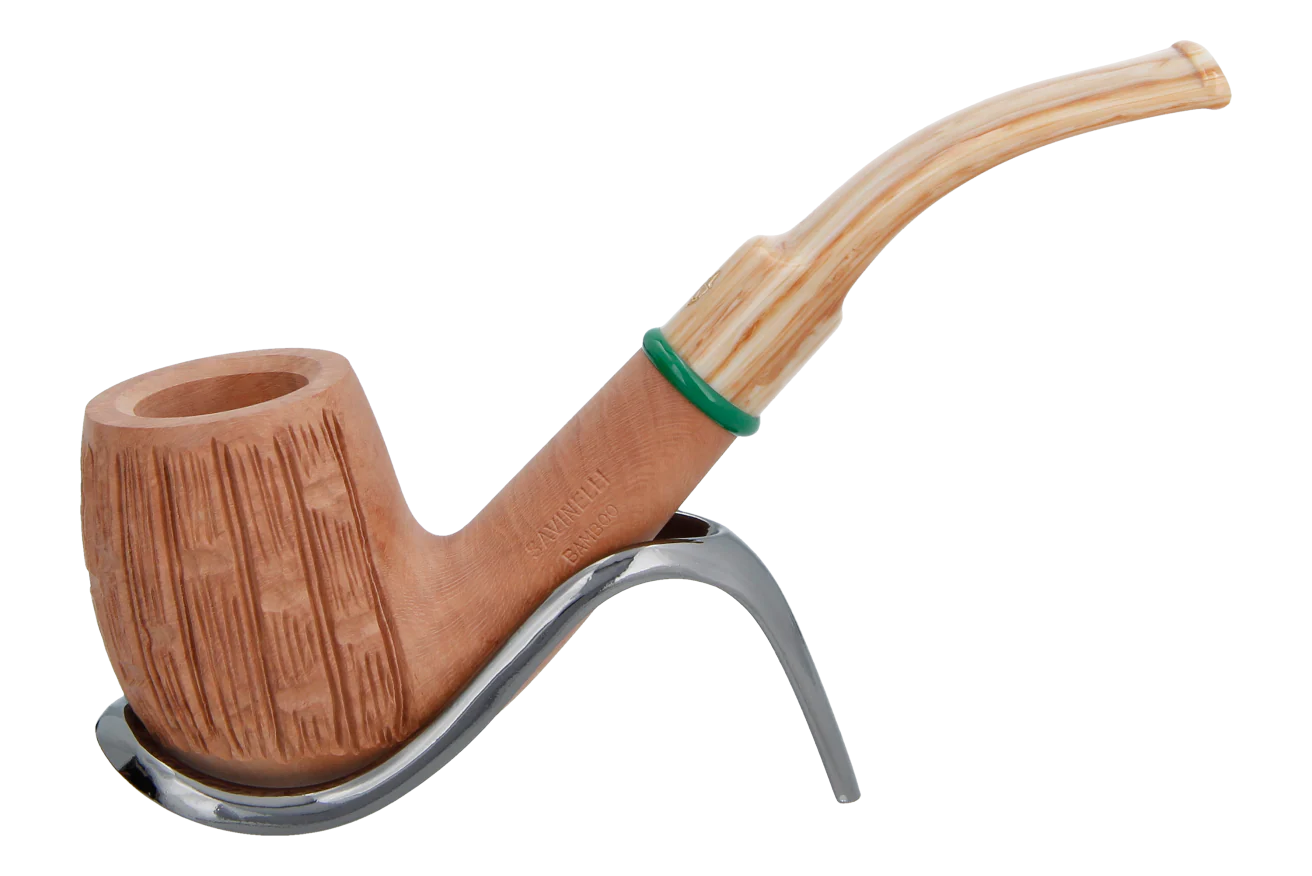 Savinelli Bamboo Rusticated Natural 607 - 6mm Briar Pipe