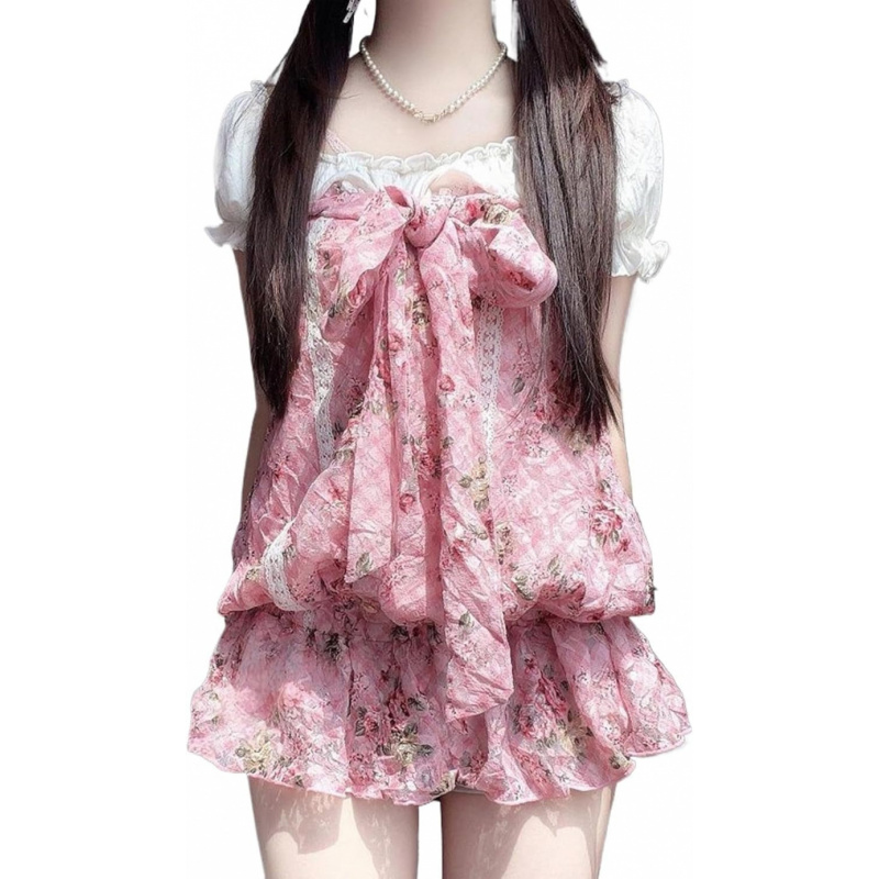Spaghetti Strap Lace Mini Dress 2000s Women Cute Summer