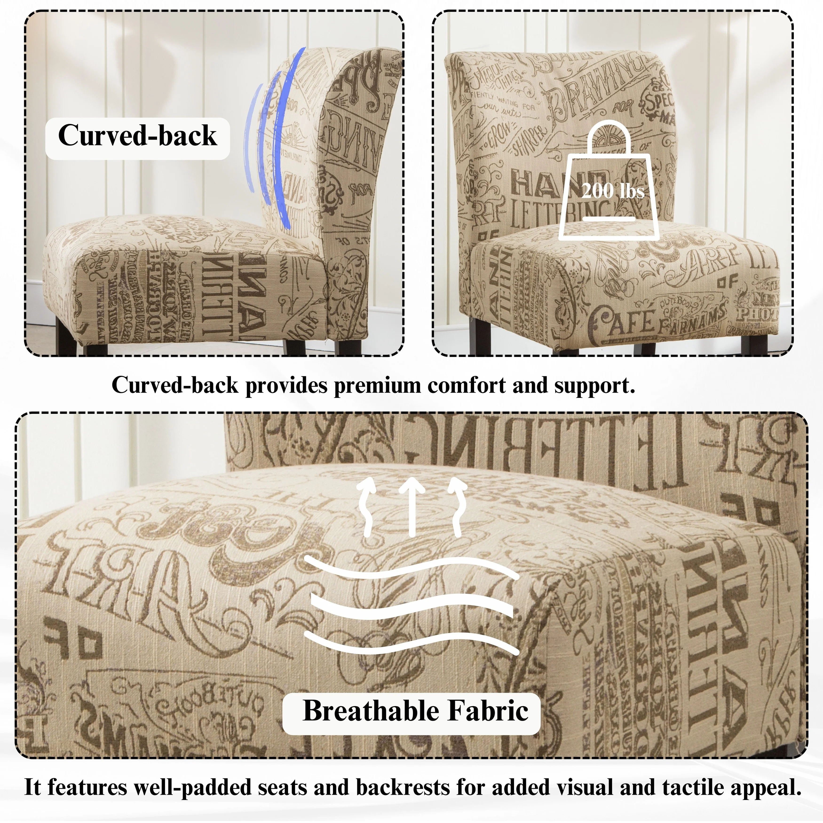 The Curated Nomad  Pavilion Upholstered Armless Accent Slipper Chair Natural Floral