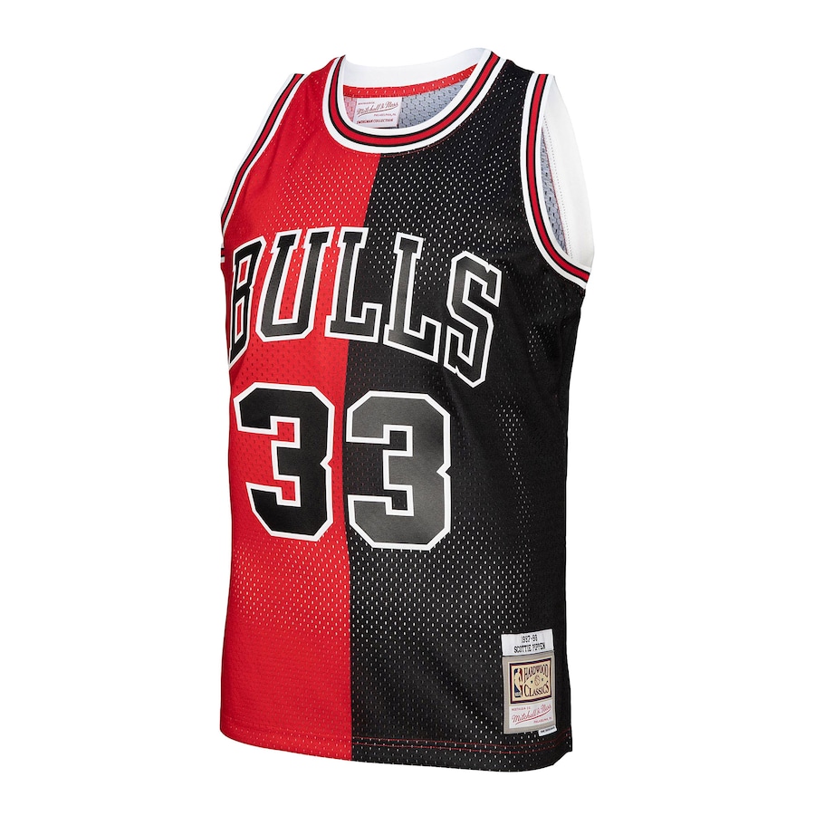 Scottie Pippen Chicago Bulls Mitchell & Ness Big & Tall Hardwood Classics 1997/98 Split Swingman Jersey - Red/Black
