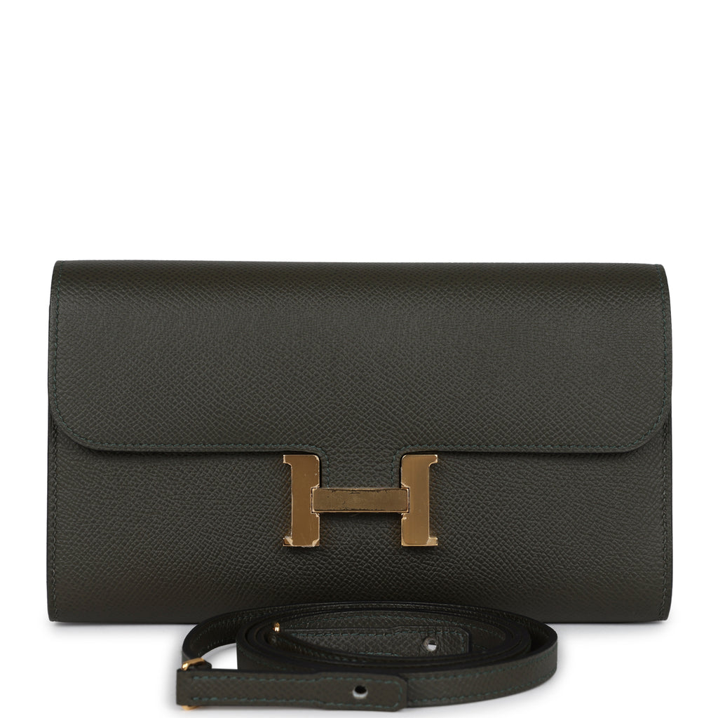 Constance Wallet To Go Vert De Gris Epsom Gold Hardware