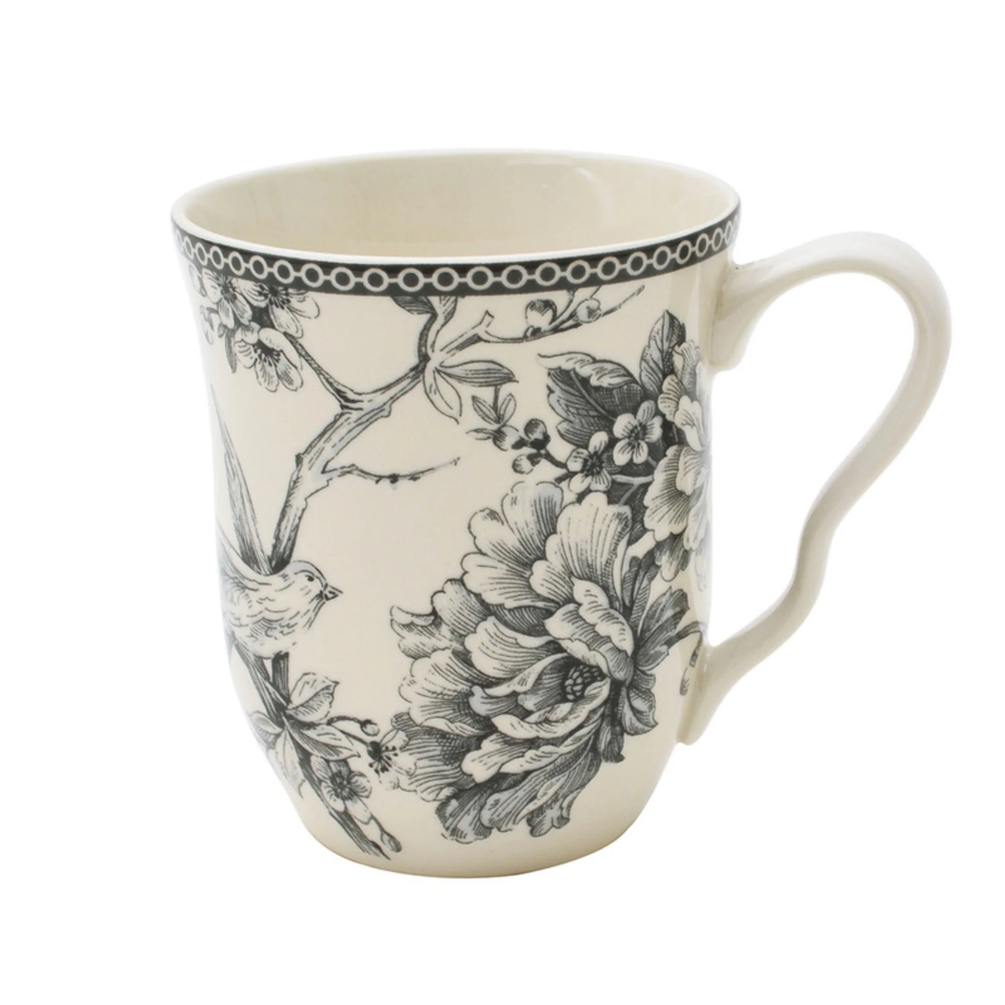 222 Fifth Adelaide Round 16-Piece Porcelain Dinnerware Set, Black Toile