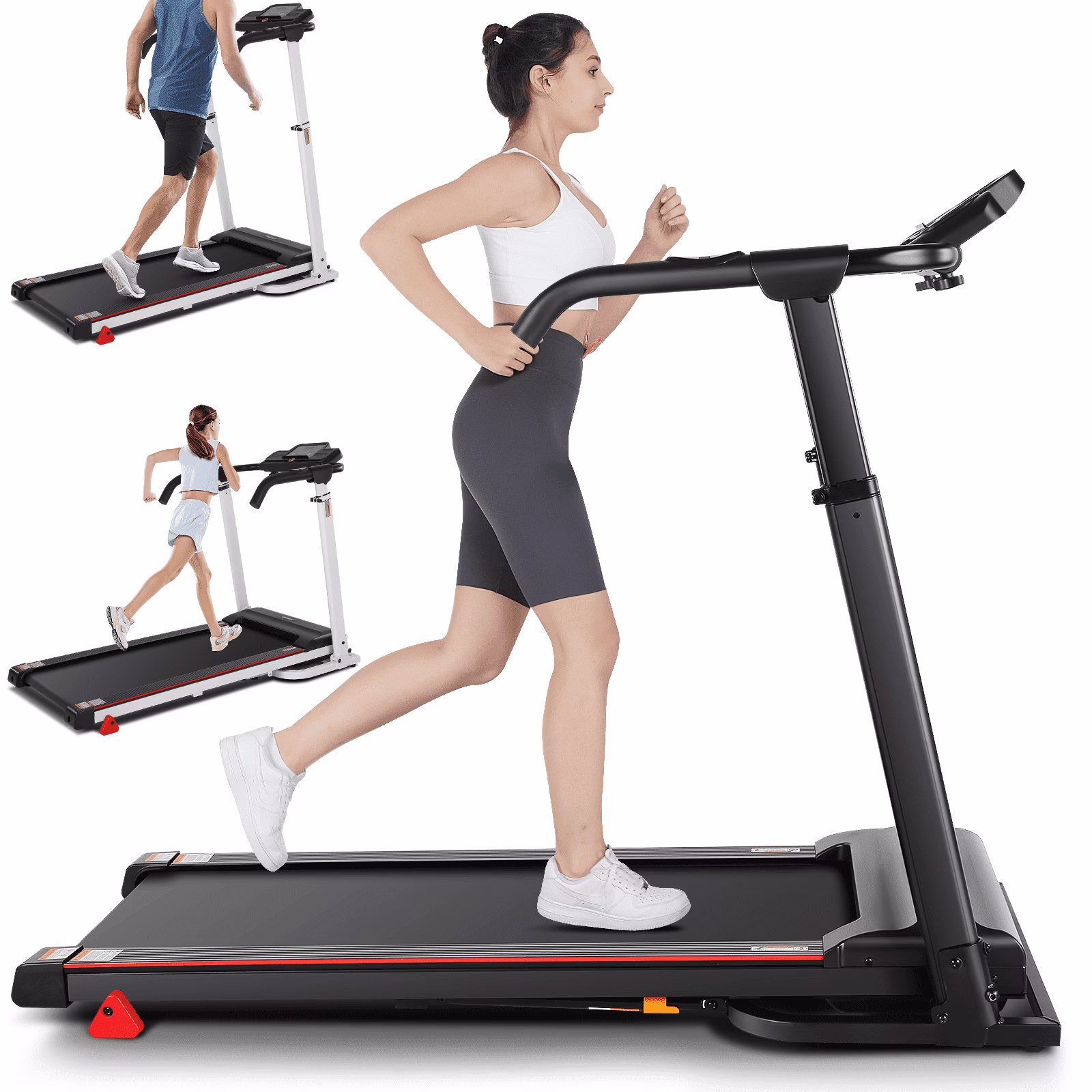 Ancheer Folding Treadmill with Incline, Treadmill with Adjustable Height Desk & Removable iPad Holder,Speed Range 0.6-7.5 mph,300 LBS Weight Capacity