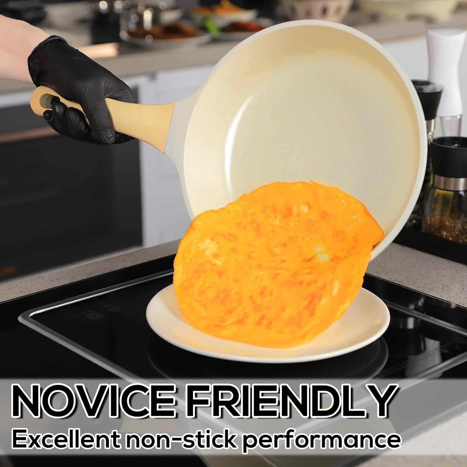 Romswi Nonstick Pots and Pans Set, 23 Piece Induction Cookware Sets Non-stick Ceramic Kitchen Sets with Utensil, Green