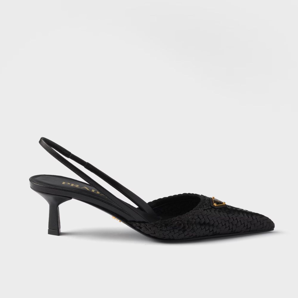 Prada Leather Slingback Pumps Black 55 mm