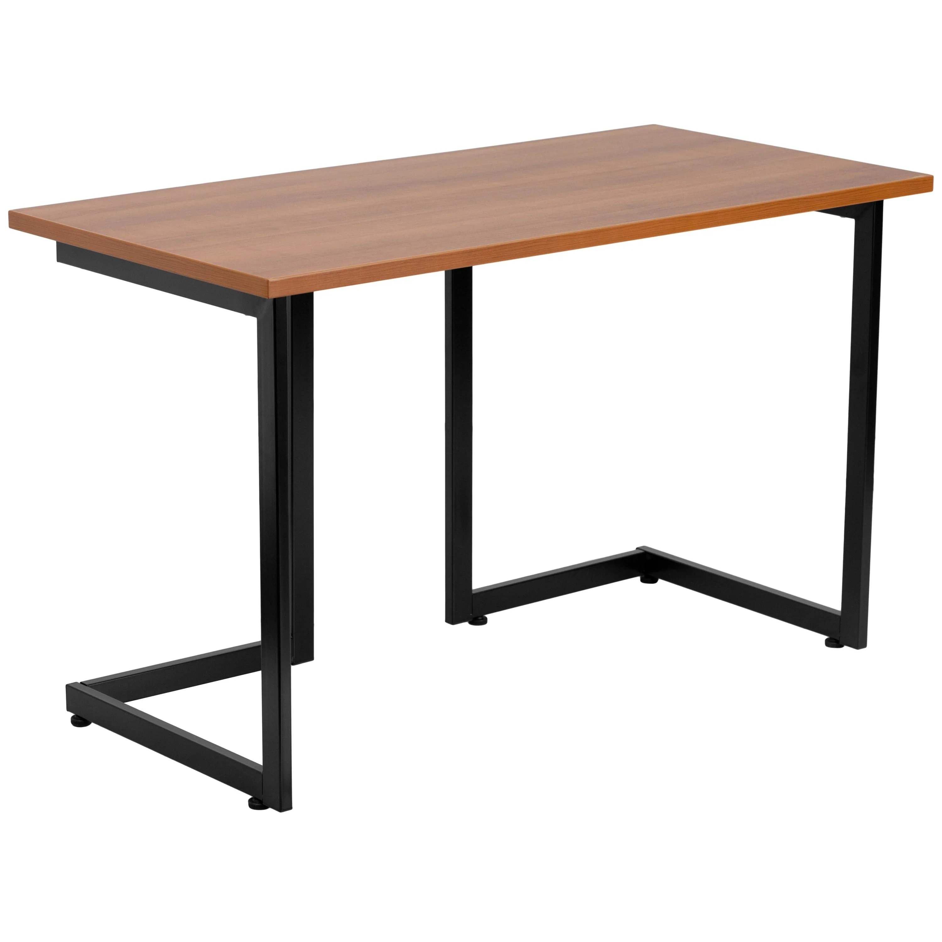 BizChair Cherry Computer Desk with Black Metal Frame