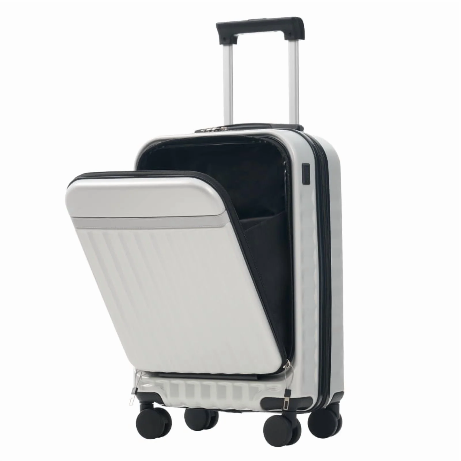 Front Opening Luggage Set 3 Piece, Hardside Carry on Suitcase with USB Port, Expandable Luggage with Handle Bag Spinner Wheels TSA Lock